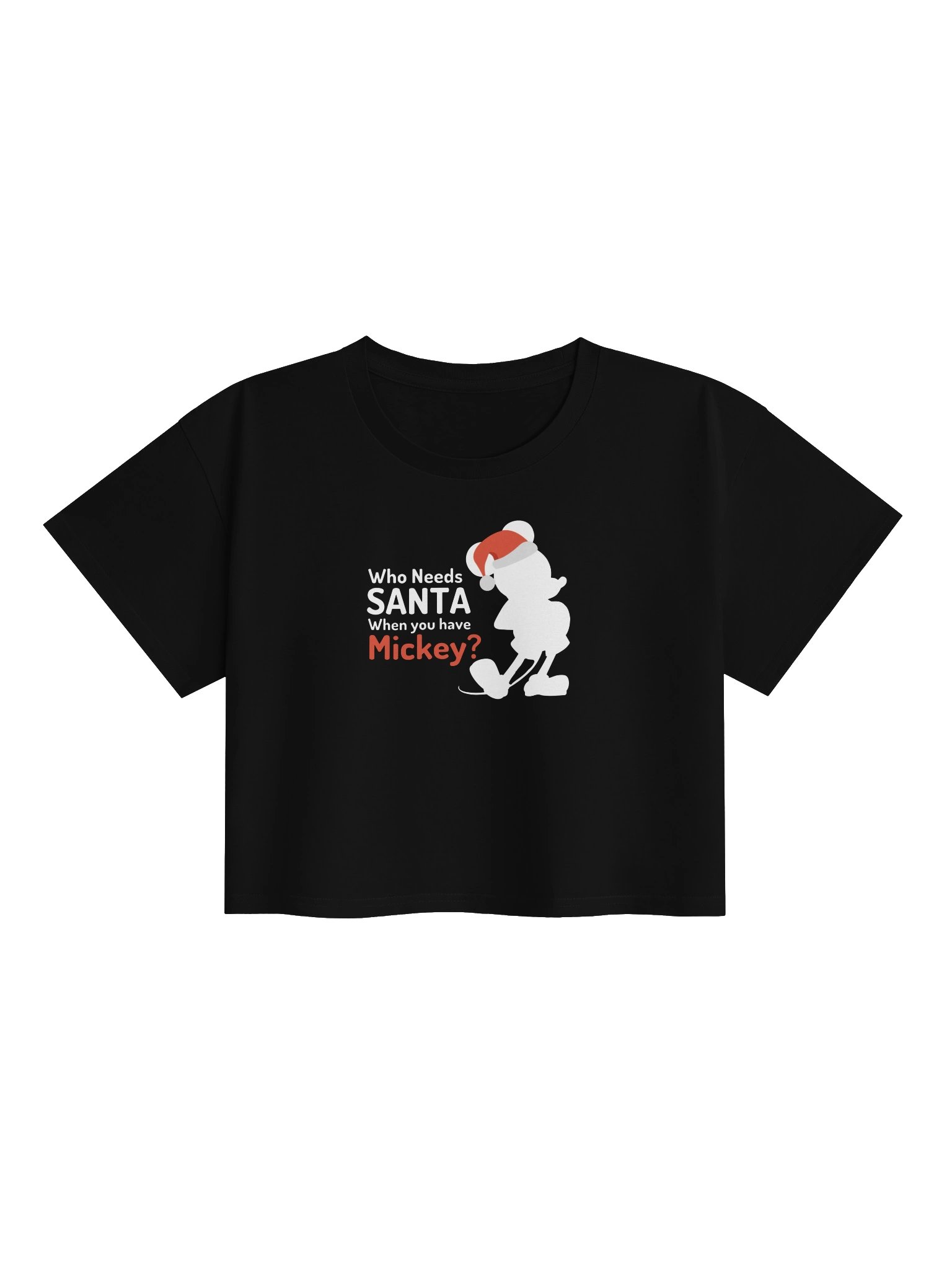 Disney Who Needs Santa Mickey Womens Premium Crop Tee (dark colors) product image (2)