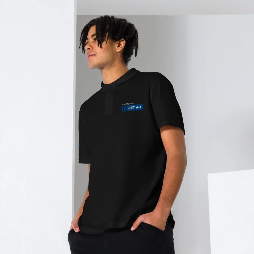 POWERED BY JET A1 - PIQUE BLACK POLO SHIRT product image (8)