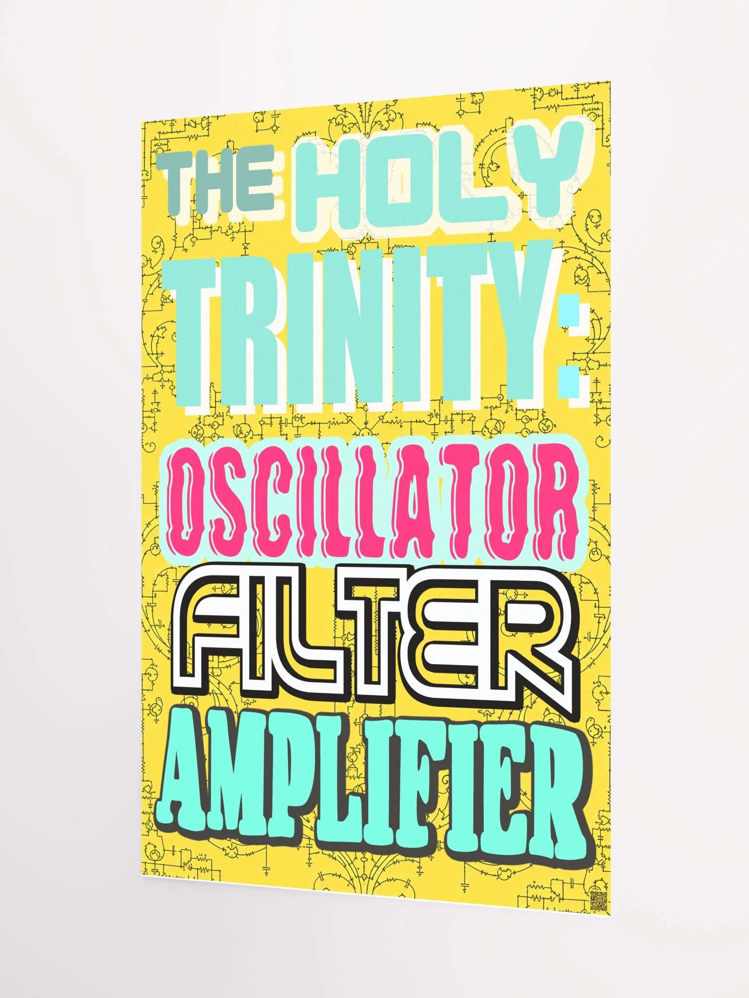 THE HOLY TRINITY OSCILATOR,FILTER,AMPLIFIER, by Frank Fonik, Techno EDM Matte Paper Poster product image (2)