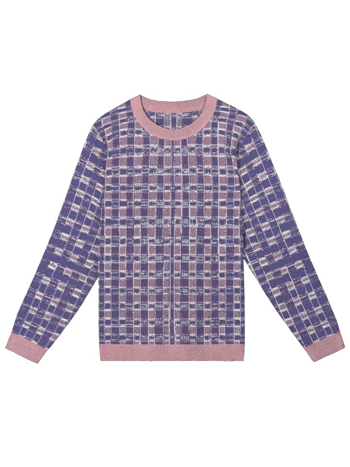 Abstract Plaid Crewneck Sweater – Lavender & Rose product image (1)