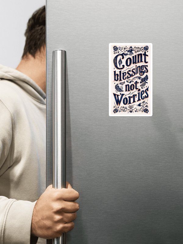 Count Blessings, Not Worries – Inspirational Typography Magnet product image (2)