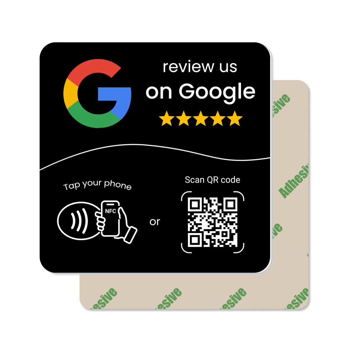 Google Review Black Plate (NFC Tap+QR Code) Adhesive product image (1)