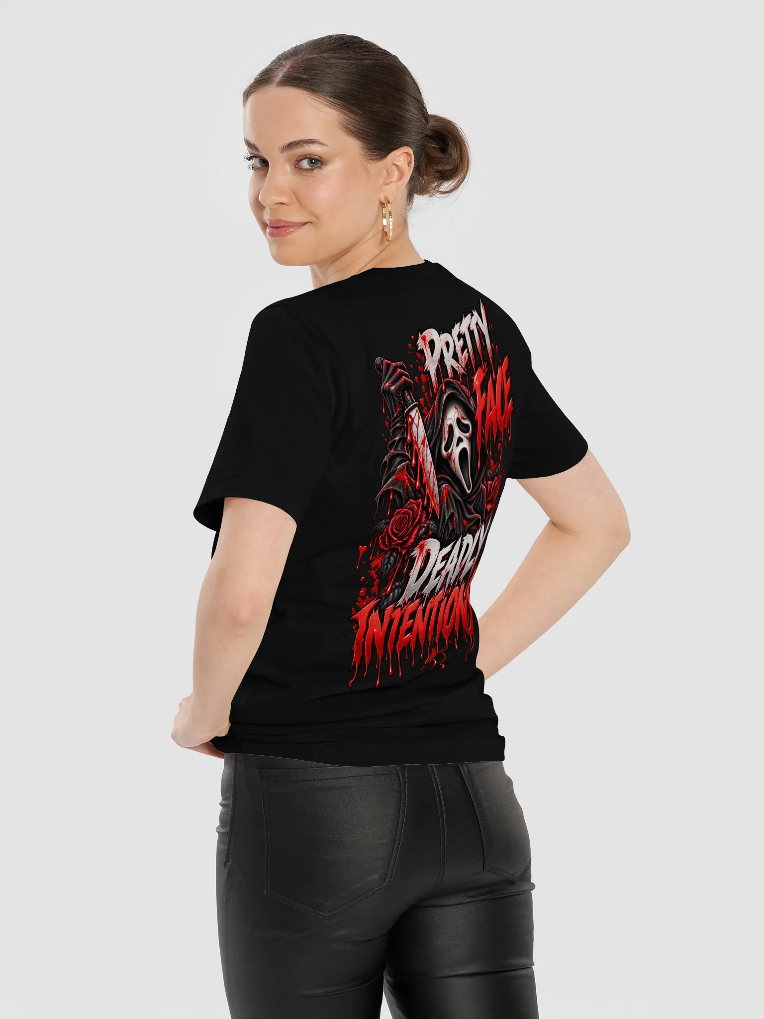 Pretty Face, Deadly Intentions — Halloween Graphic Tee product image (24)