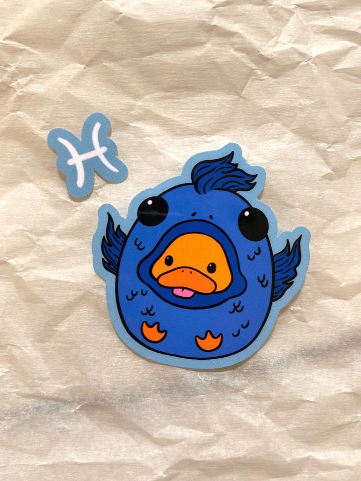 Pisces Duck Sticker product image (2)