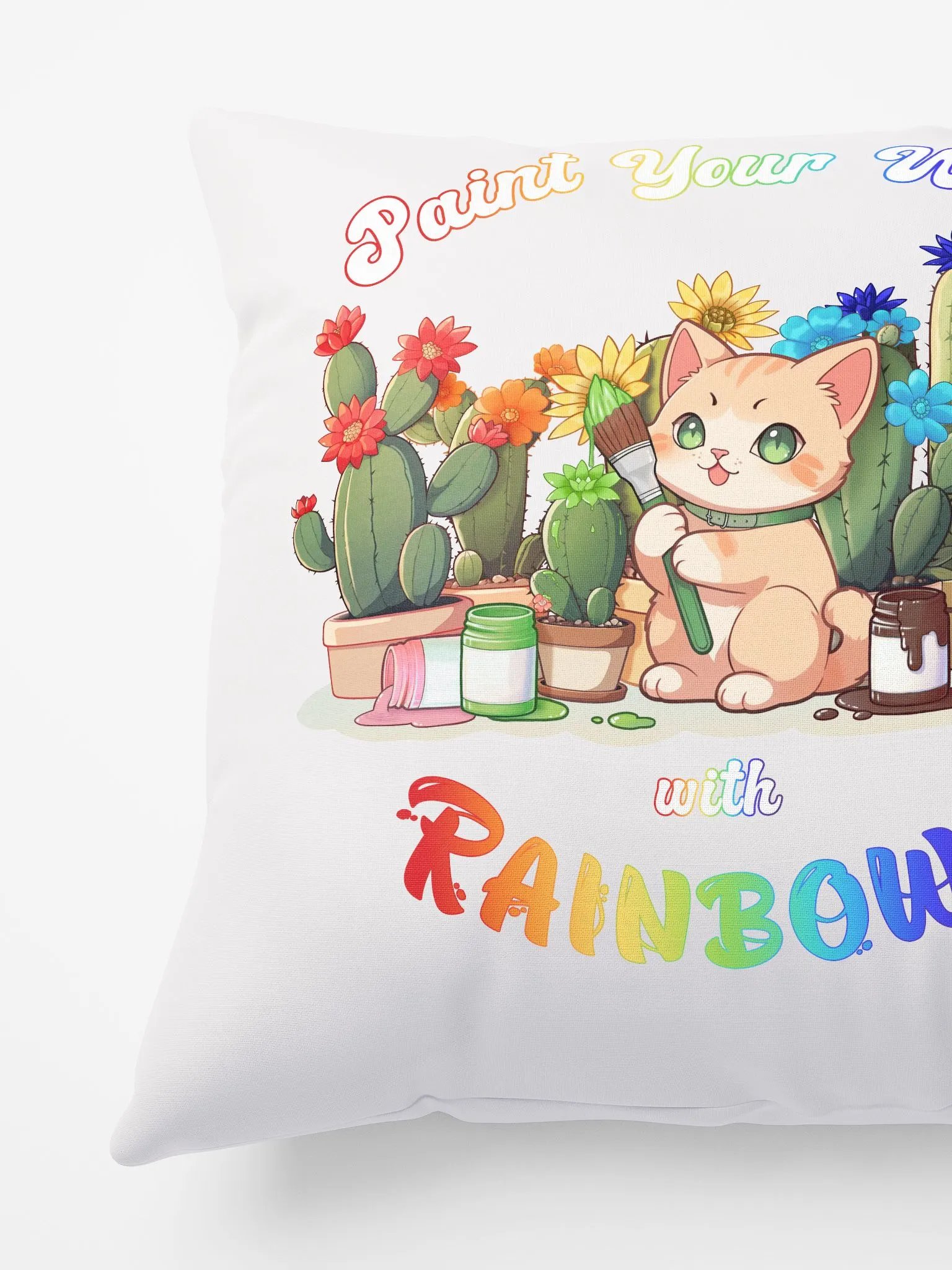 Rainbow Kitten Artist Pillow product image (2)
