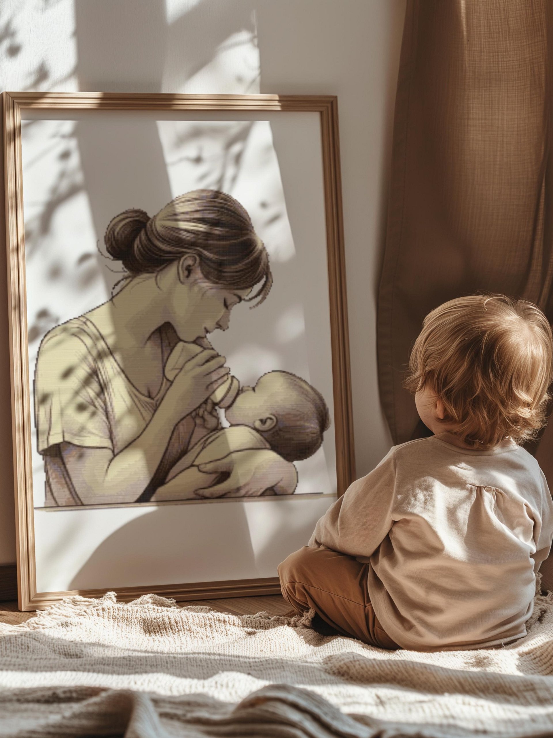 Mama Bottle Feeding Cross Stitch Pattern product image (6)