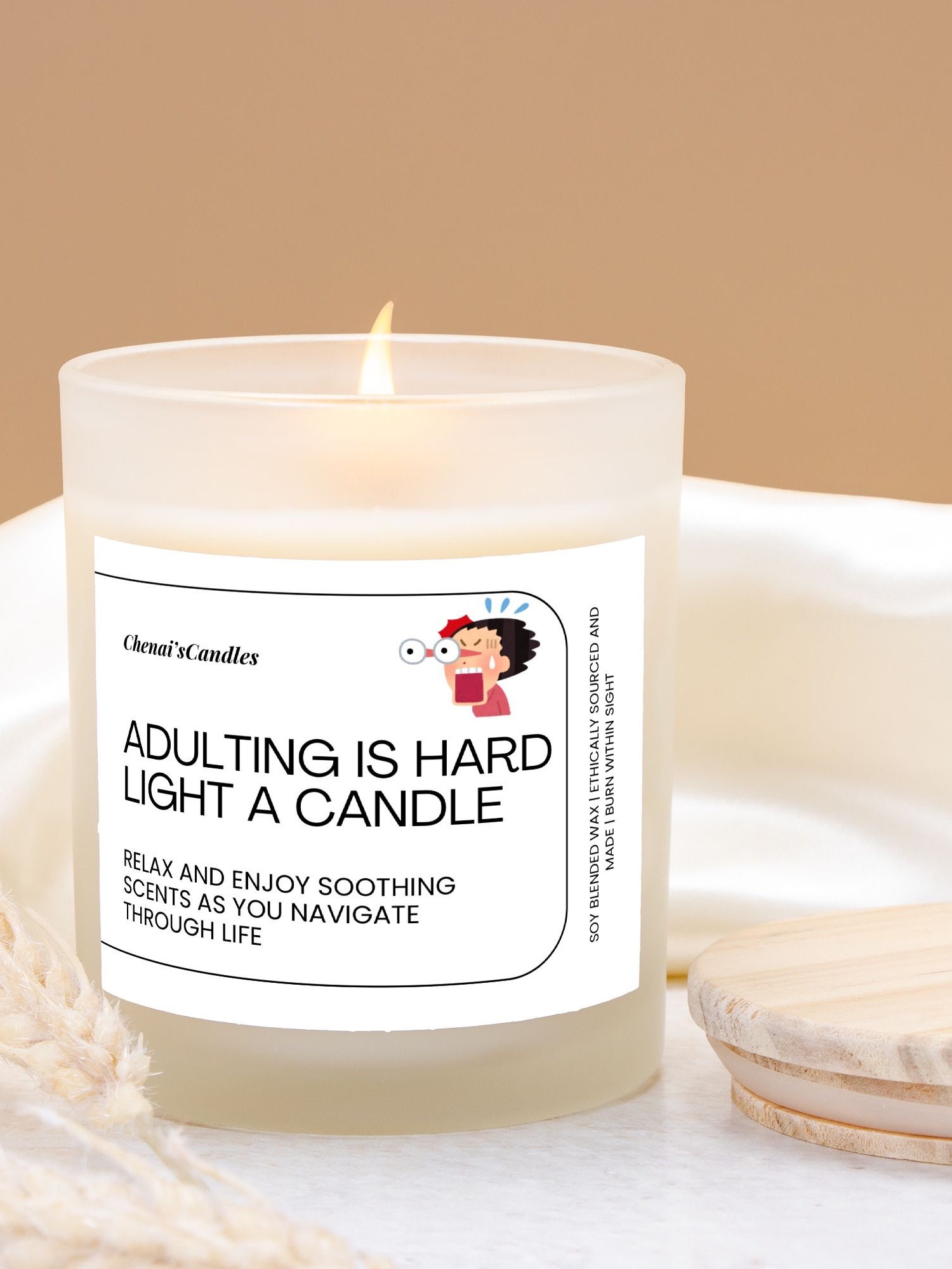 Adulting is hard frosted candle product image (3)