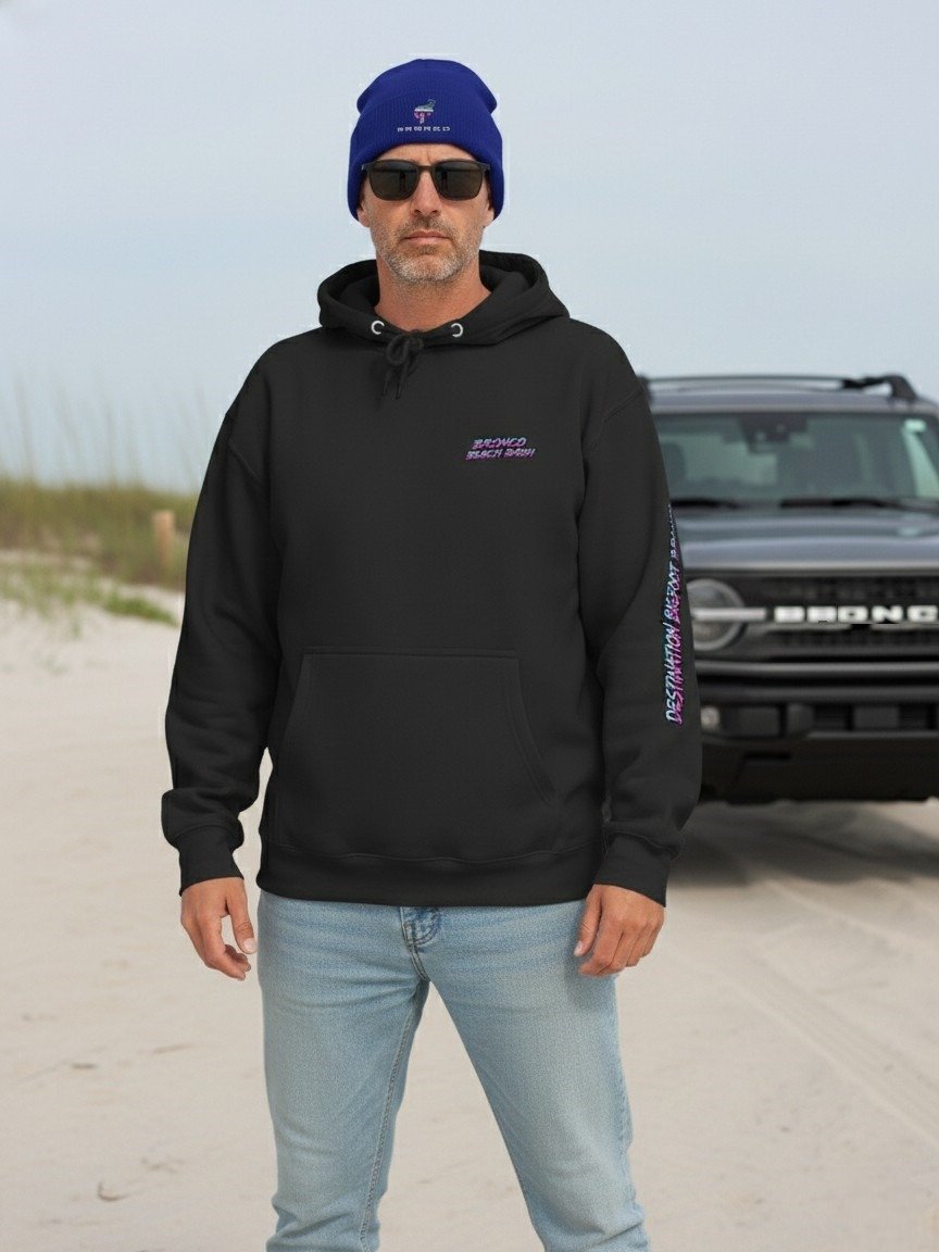 2026 Bronco Beach Bash OBX / Destination Bigfoot Bronco Collab Rearview Hoodie (Multiple Colors Available) product image (1)