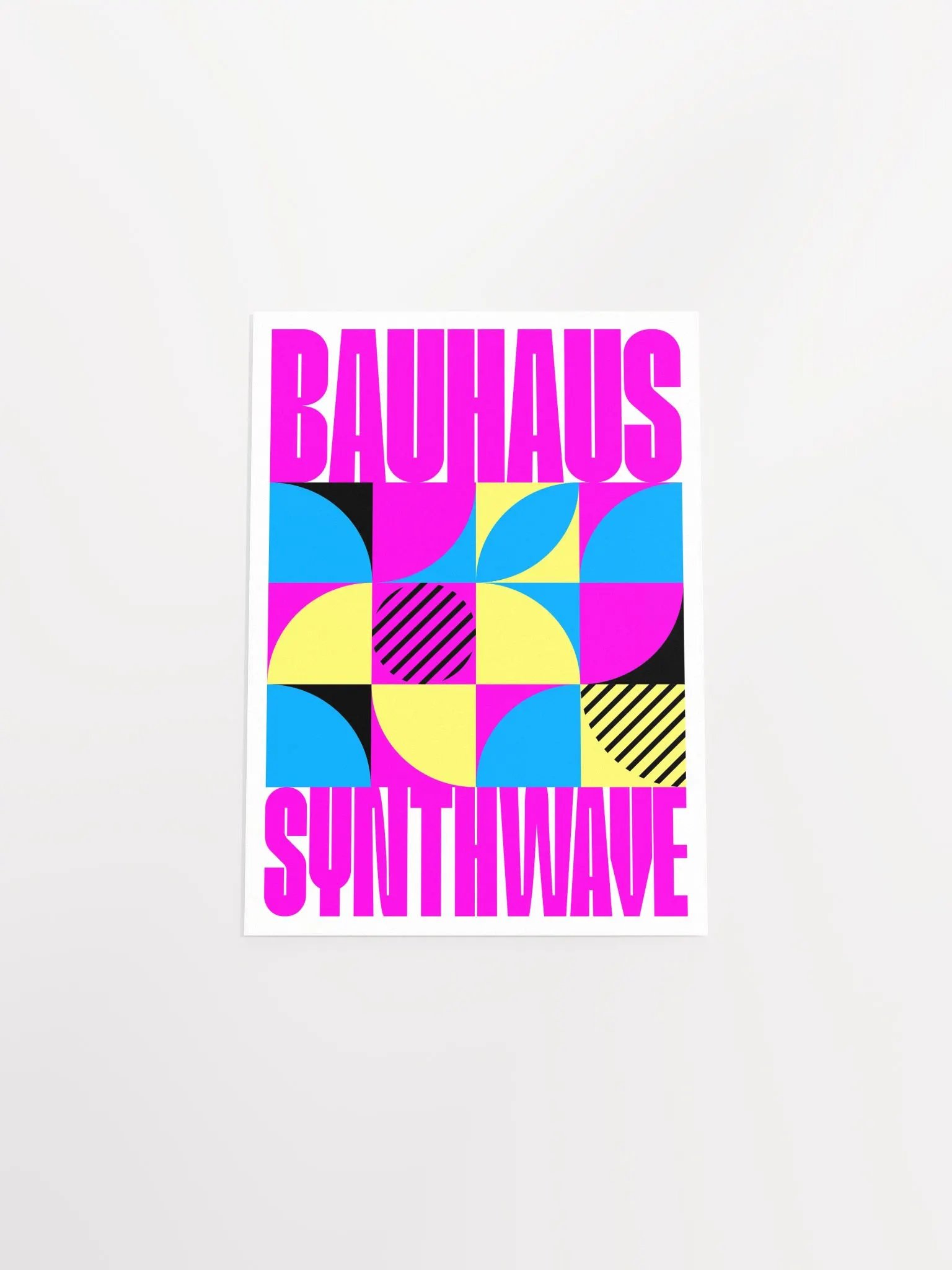 Bauhaus Synthwave #1 poster (fuchsia/magenta-blue) — abstract poster, retrowave print, vaporwave geometric art, 1980s print,1930s wall decor product image (9)