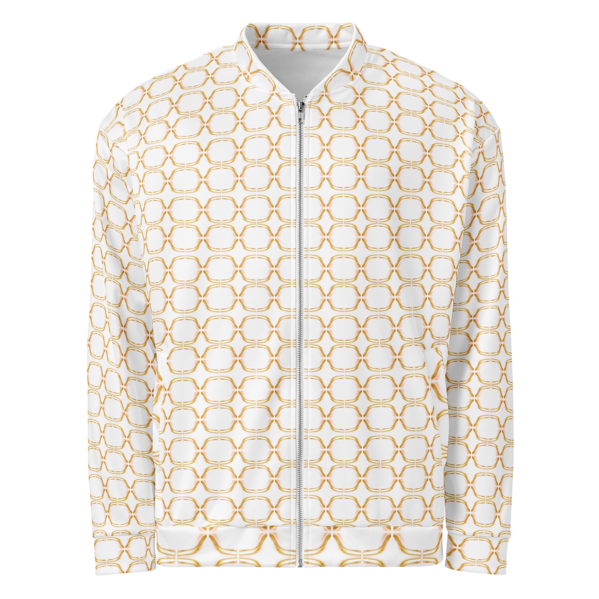 Golden Arabesque Harmony: Modernes Linienmuster Vibrant Geometry All-Over Bomber Jacket product image (2)