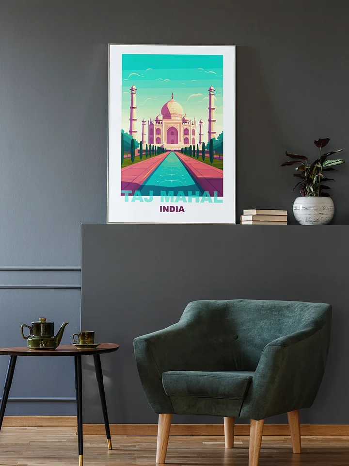 Sunrise at Taj Mahal Poster, Vibrant Agra India Landmark Art, Architectural Wonder Illustration, Cultural Heritage Wall Decor, Travel product image (2)
