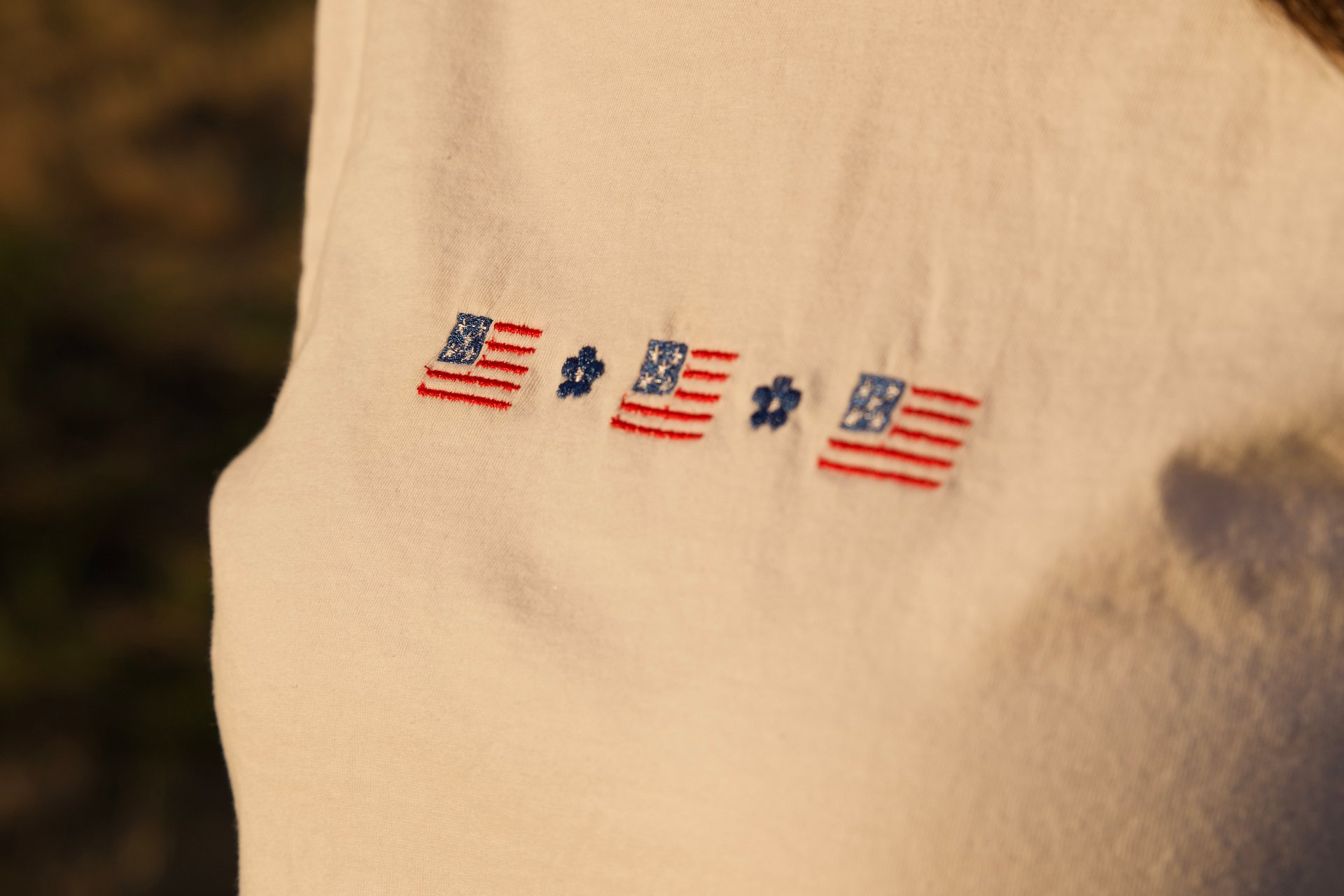 American Flag Flower Embroidered Tee product image (7)