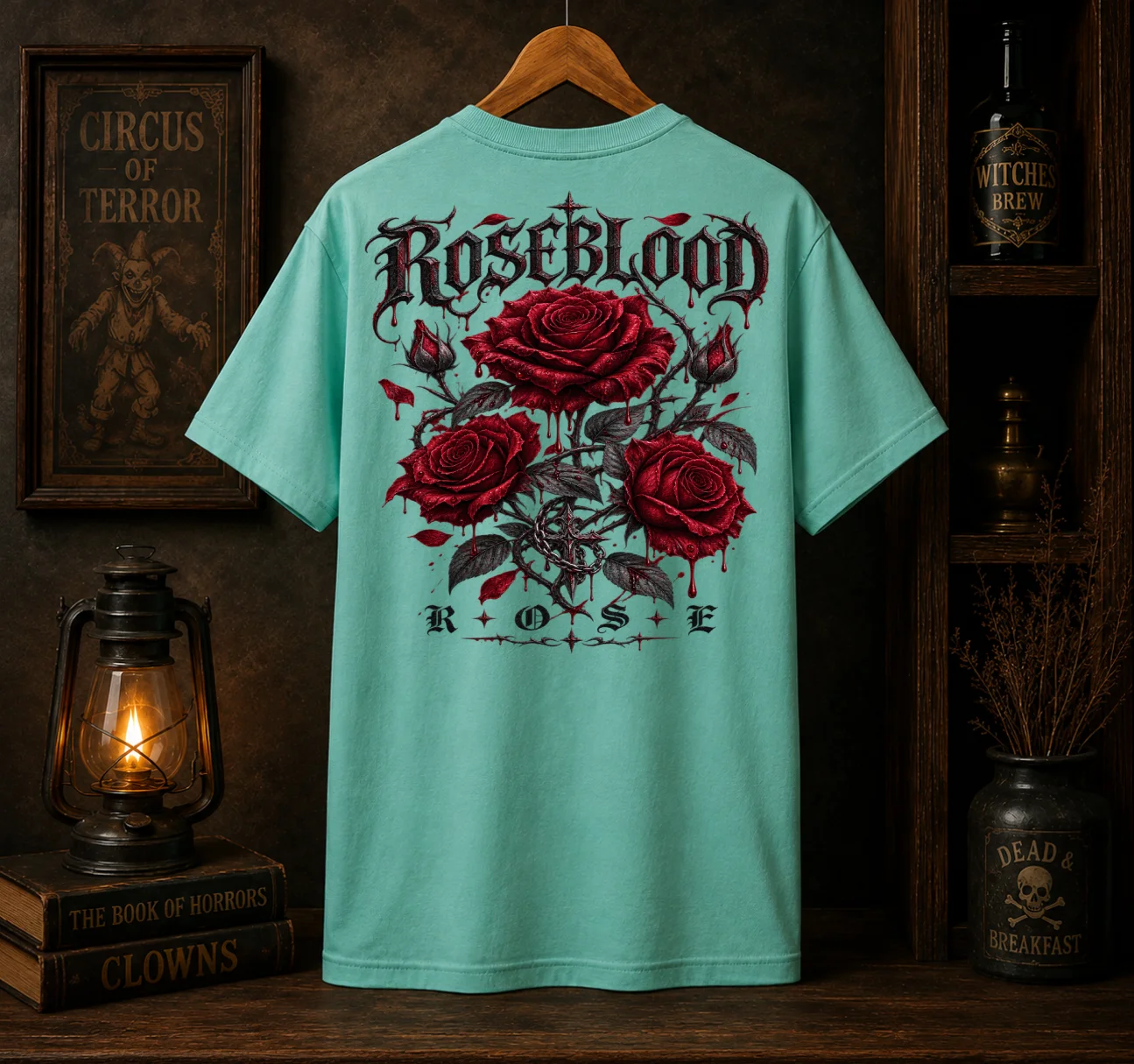 Roseblood Gothic Rose Graphic Tee | Dark Romance Double-Sided Shirt product image (1)