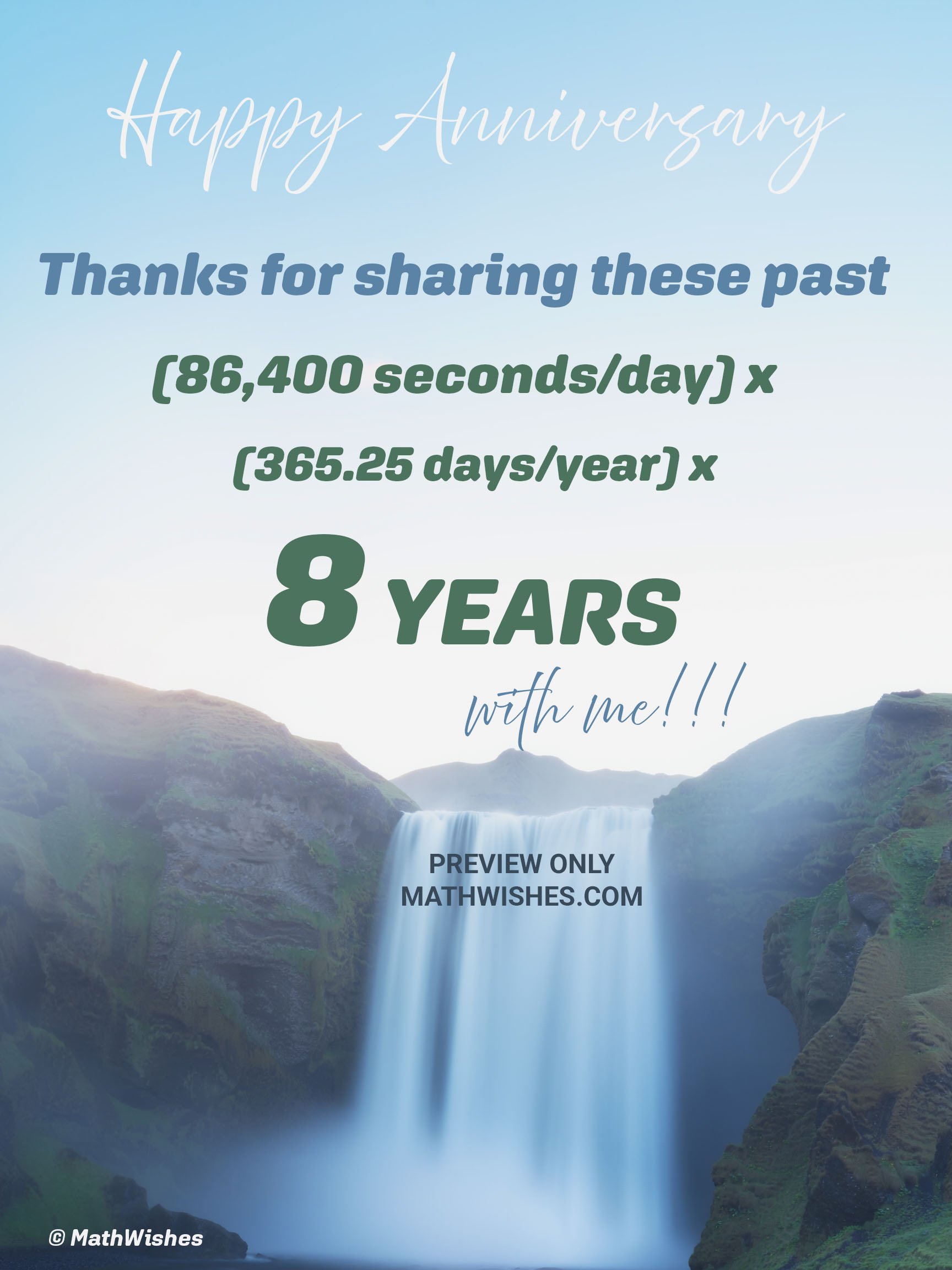 8th Anniversary Card - Waterfall product image (1)