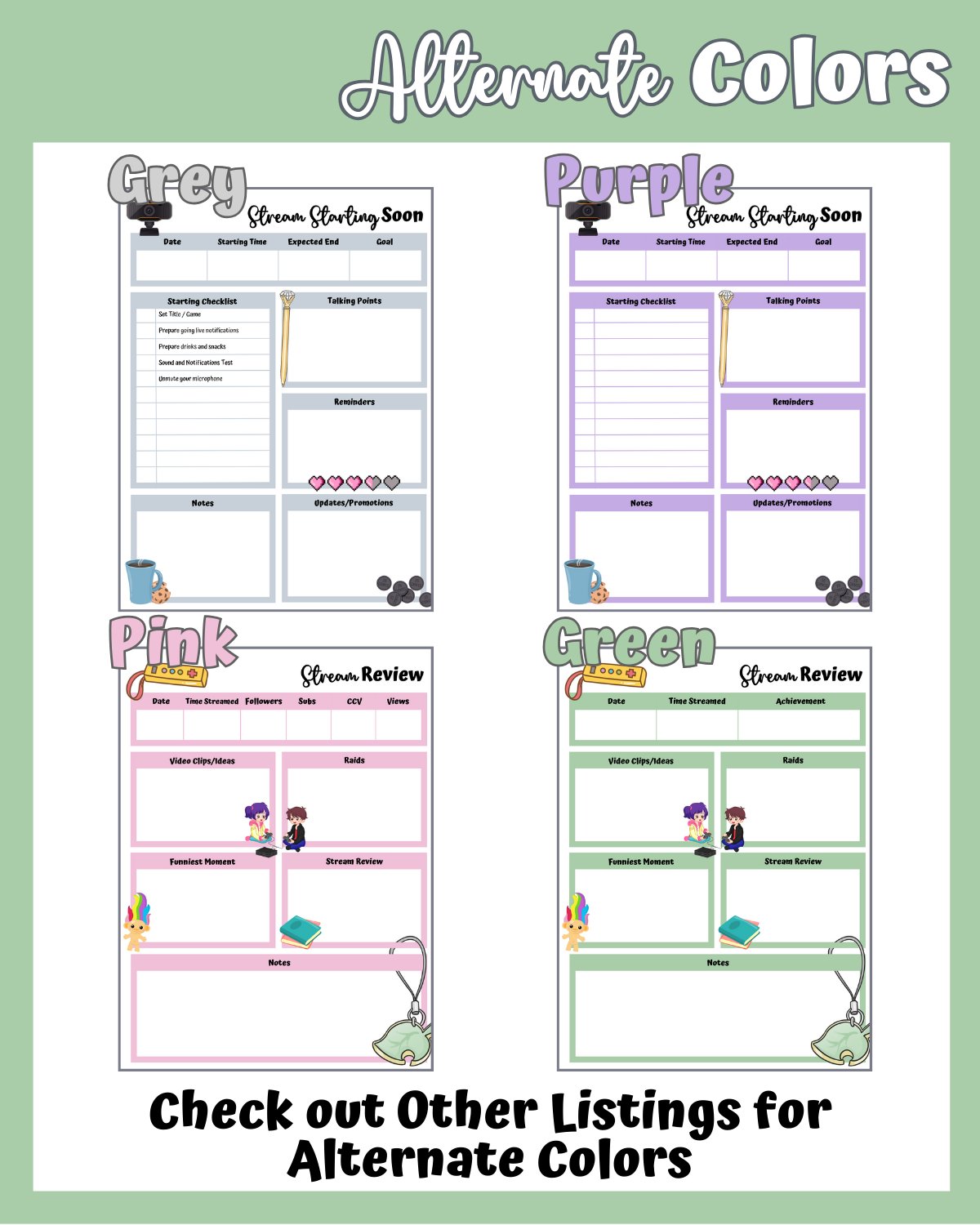 My Daily Stream Planner - Green Edition | Digital Streaming Organization & Review Tool product image (5)