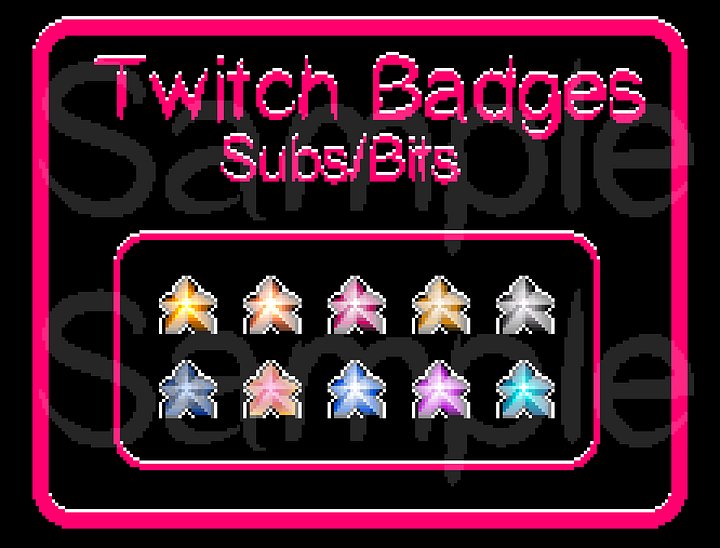 Star Pixel Twitch Sub Badges | Star Bit Badges | Premade badges for Twitch streams product image (1)