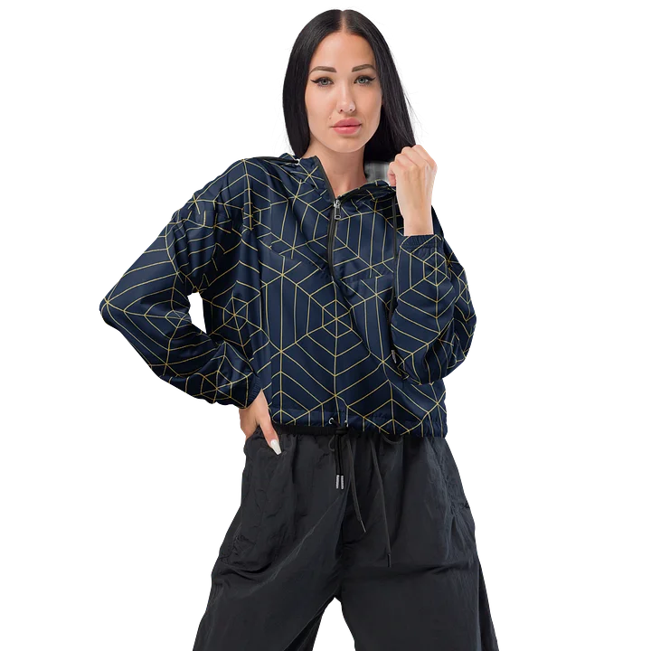 Geometric Gold Grid Cropped Windbreaker product image (1)