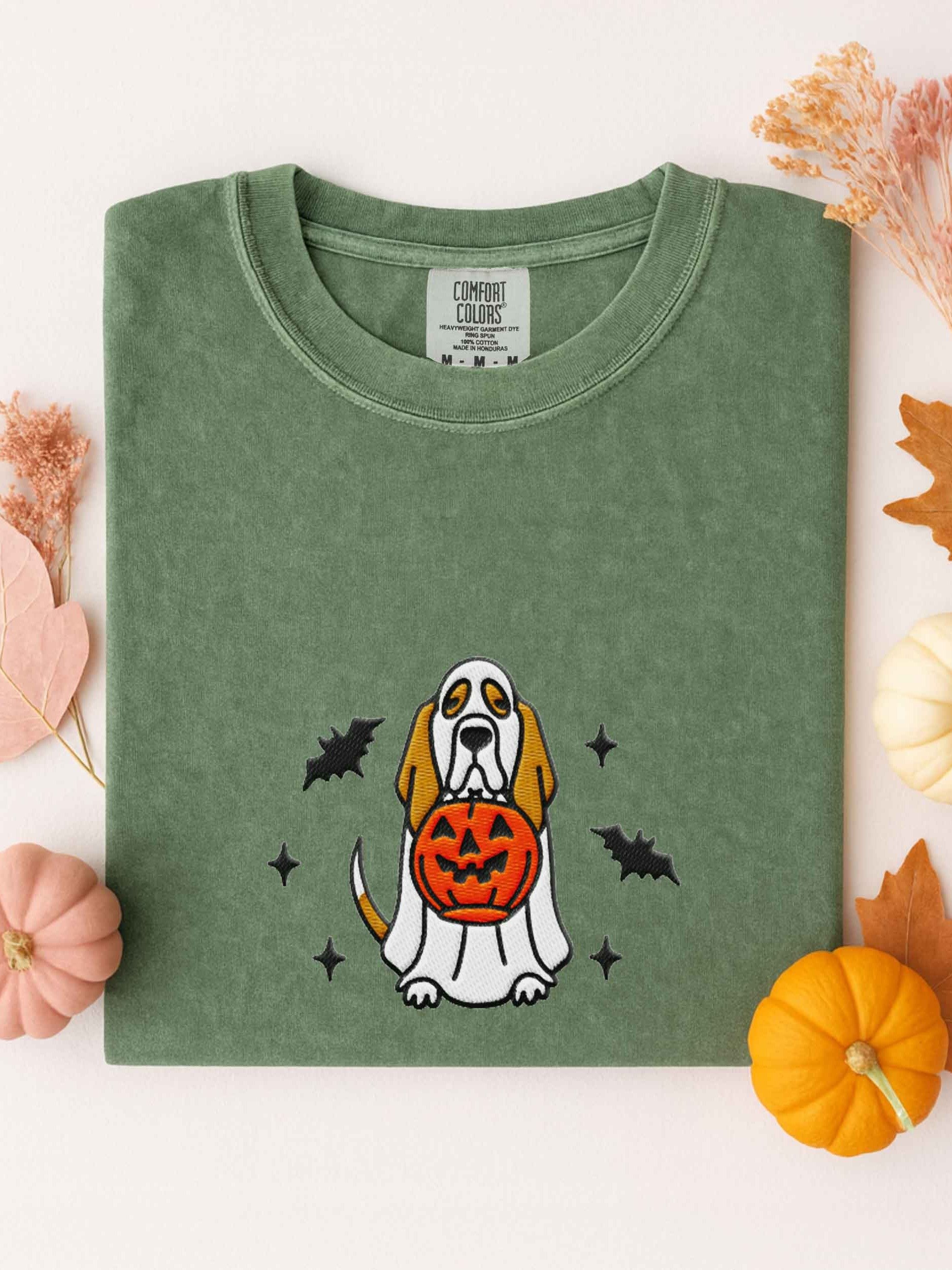Halloween Basset Hound(Brown) Embroidered T-Shirt product image (1)
