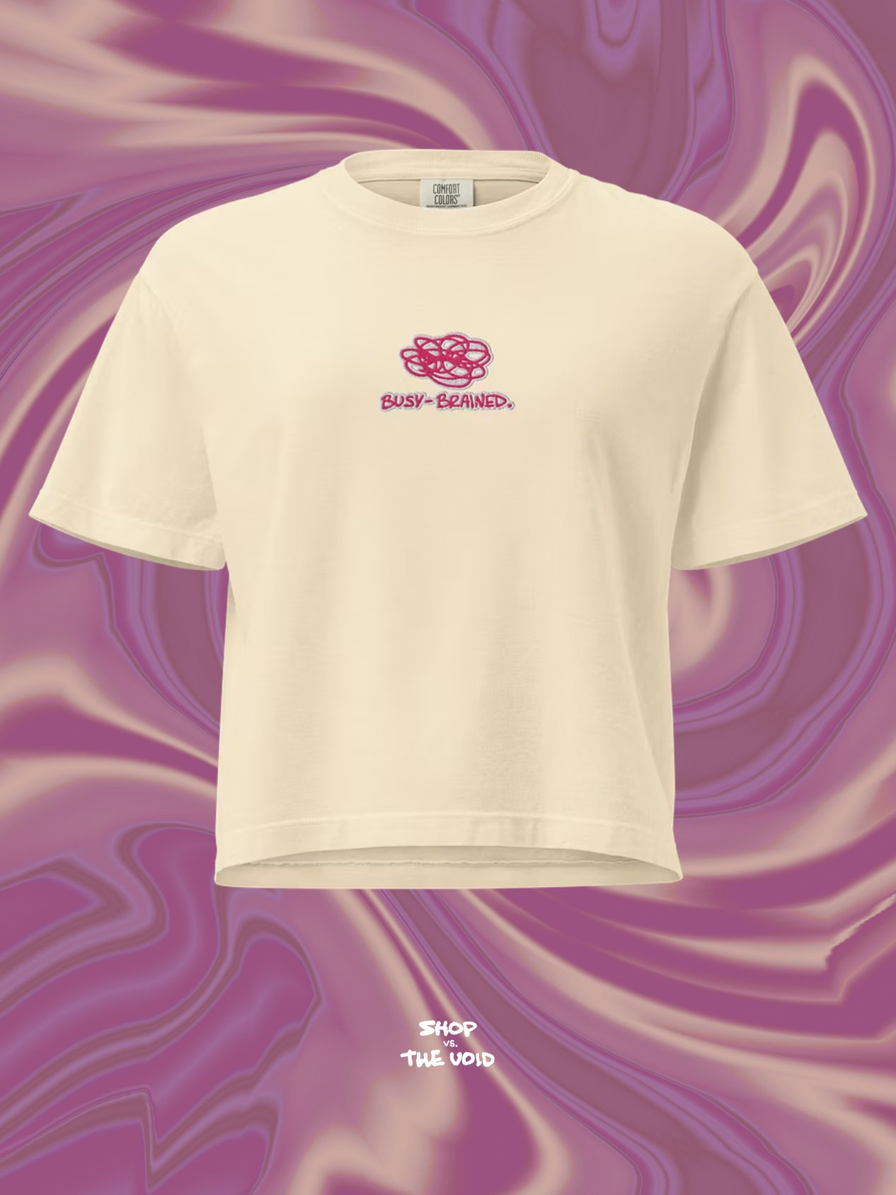 BUSY-BRAINED (lined pink) women's boxy tee product image (1)