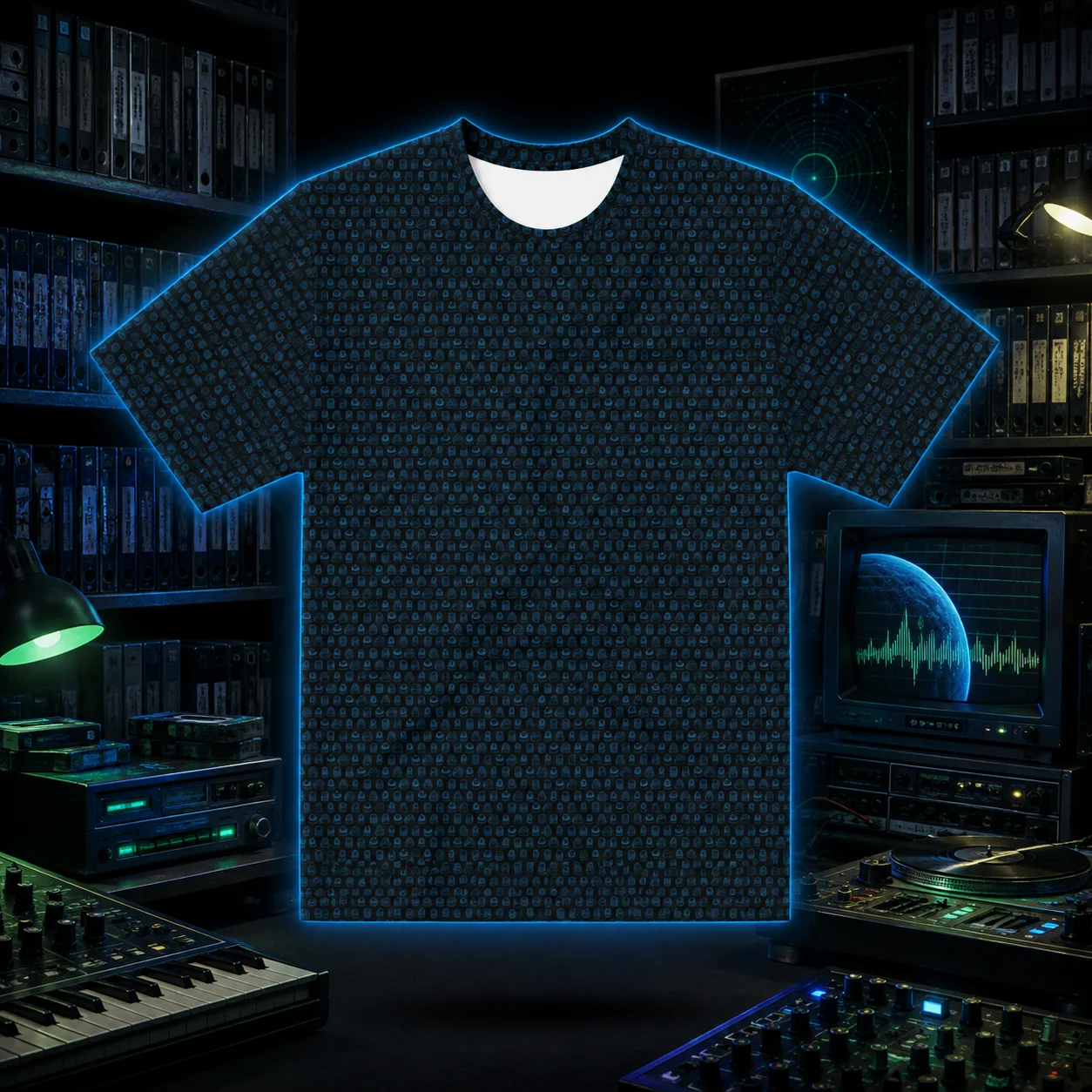 Synthesis Icons T-Shirt - (7 Iconic Synth Knobs) SAPPHIRE product image (4)