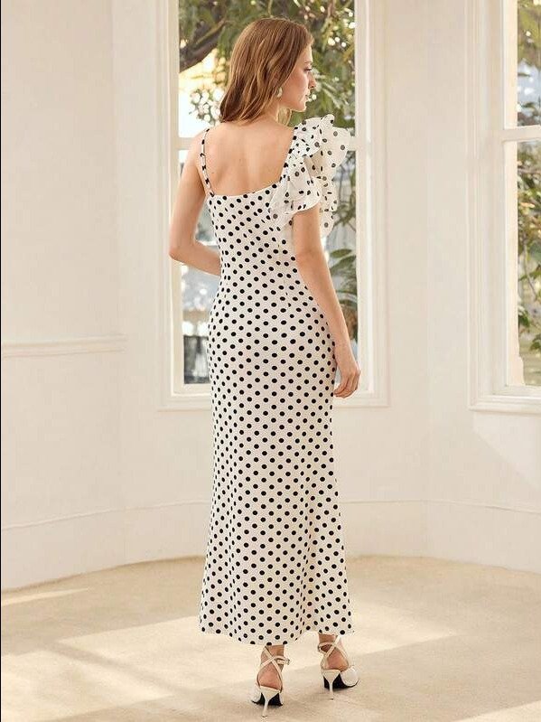 MOTF PREMIUM FASHIONABLE POLKA DOT MIDI DRESS FOR WOMEN product image (6)