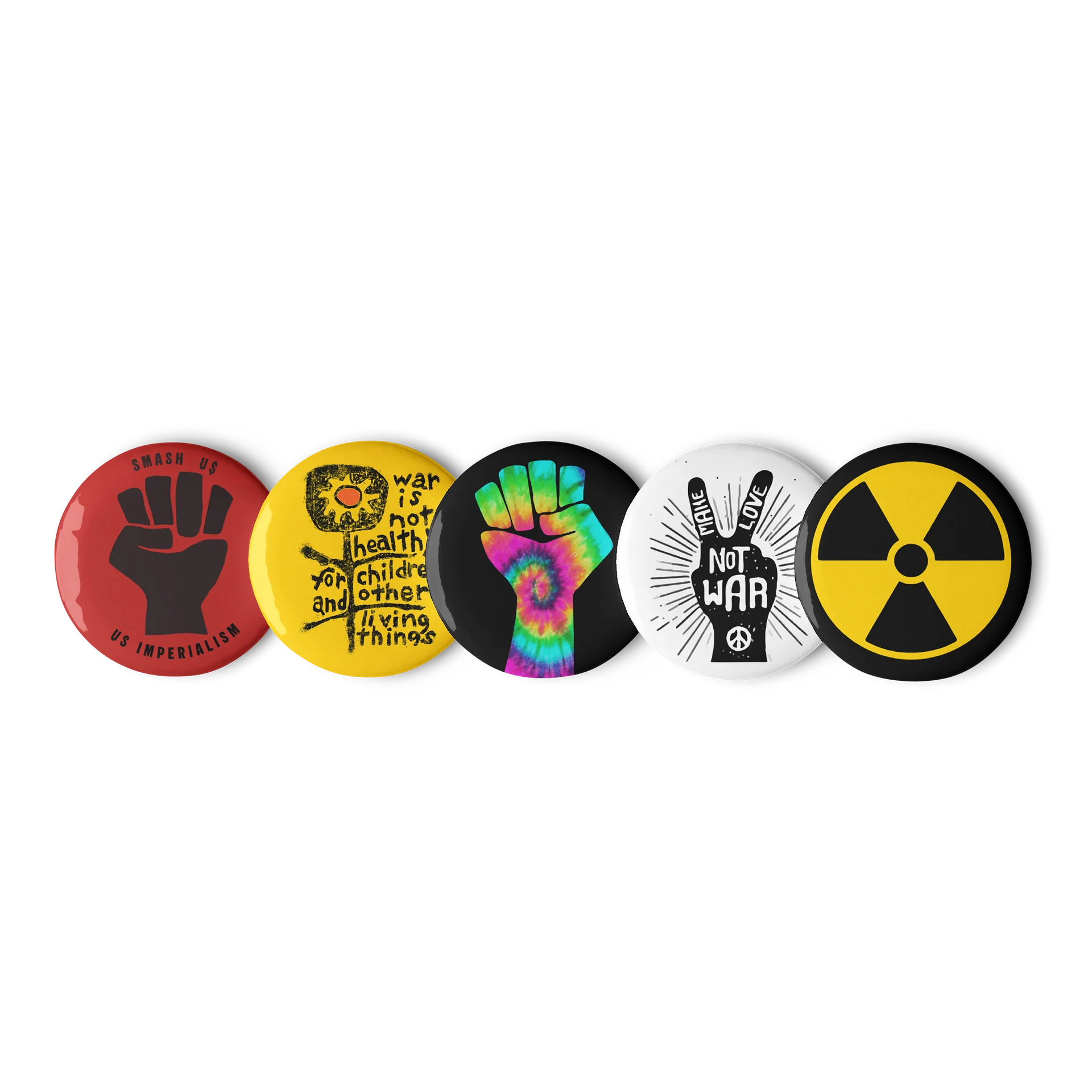 Anti war pin buttons set of 5 product image (1)