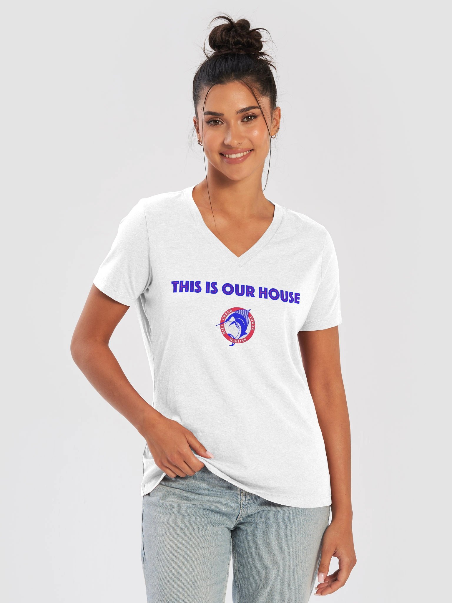 This Is Our House Map Back Ladies V-Neck product image (8)