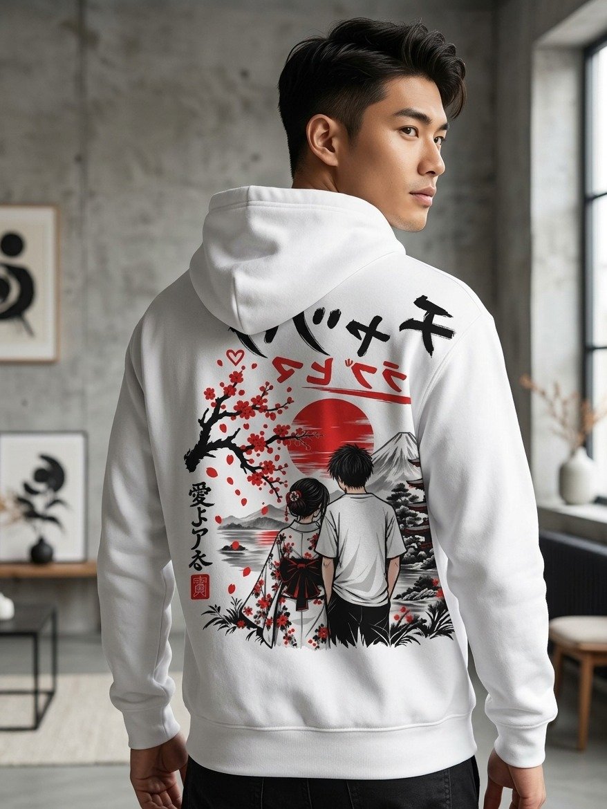 Red Blossom Japanese Calligraphy Hoodie product image (22)