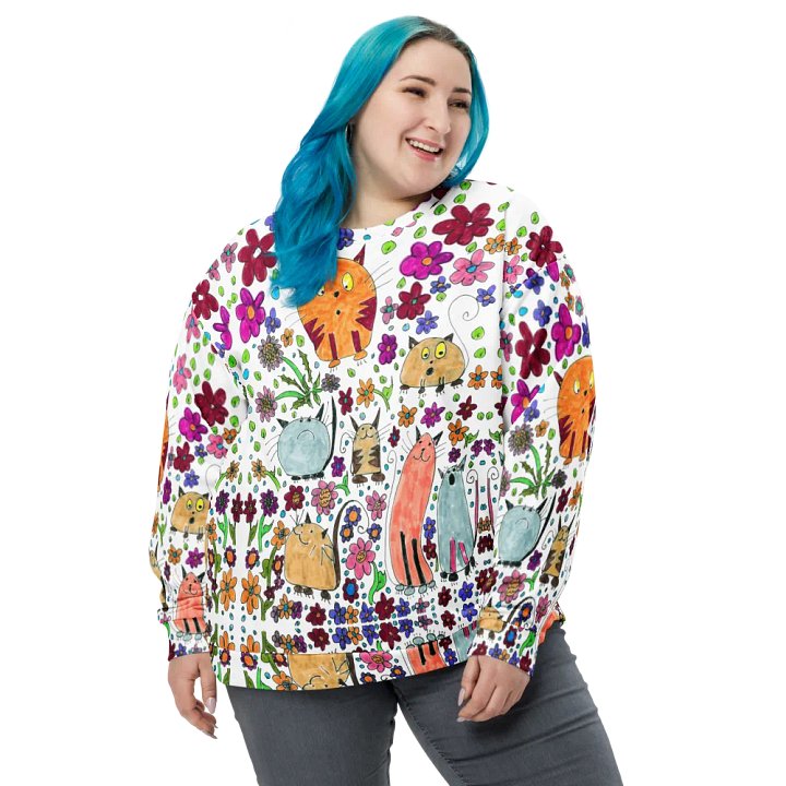 Abstract Floral Doodle Art Cats Unisex Sweatshirt product image (2)