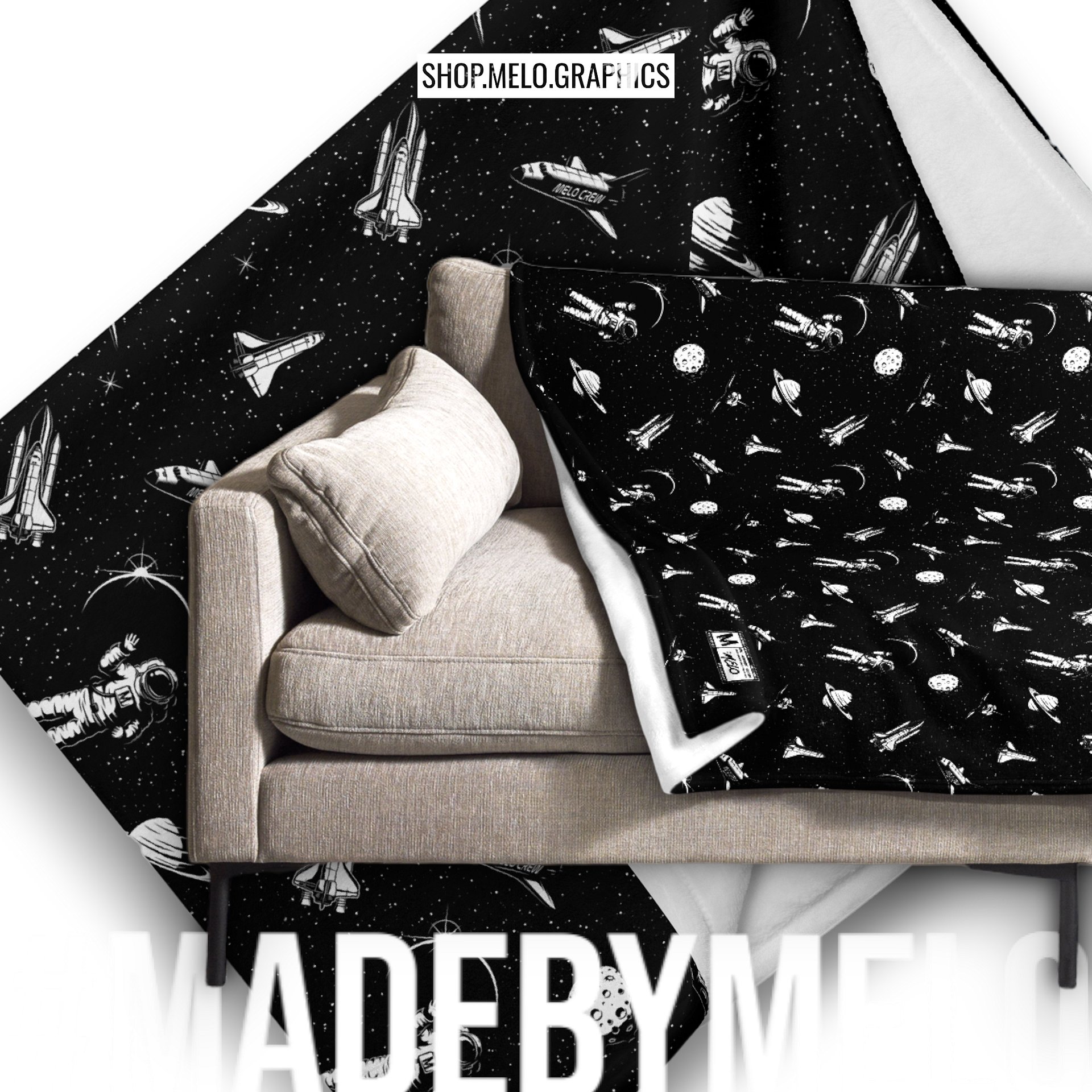 Spaced Out B&W - Blanket | #MadeByMELO product image (1)