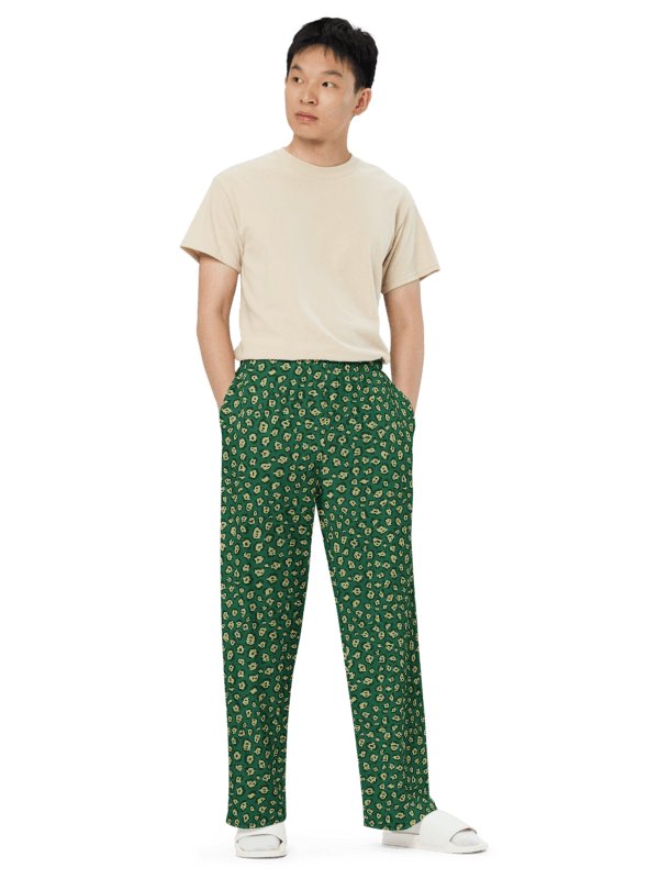 Green Mini Leopard Pattern Wide-Leg Pants product image (6)