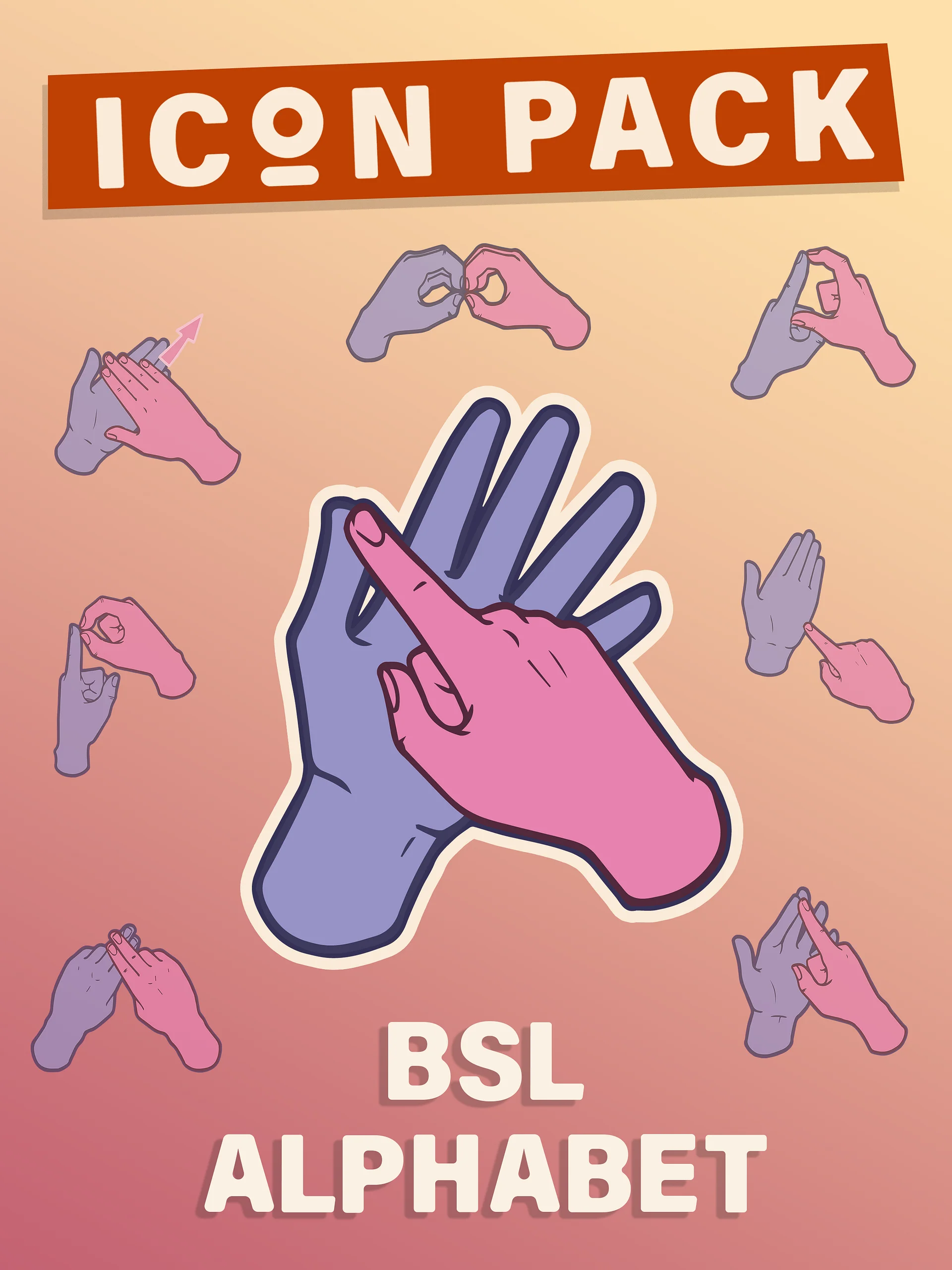 British Sign Language - Alphabet Hand Gestures Icon Pack product image (1)