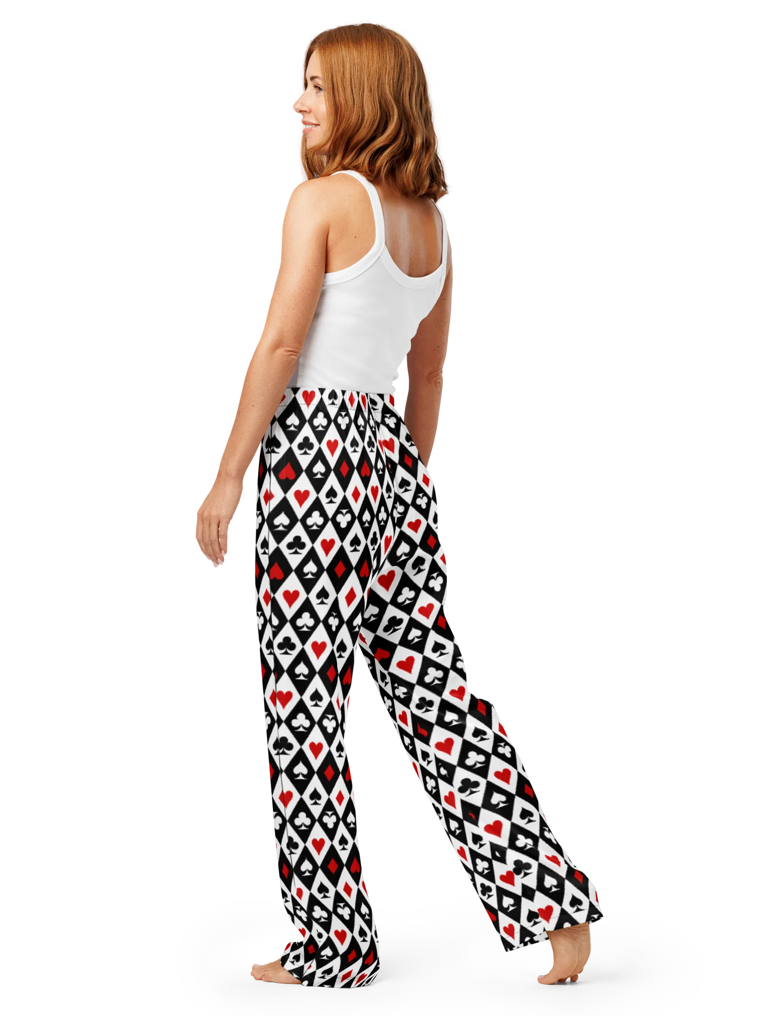 Retro Playing Card Suits Argyle All-Over Print Women's Pajama Pants product image (6)