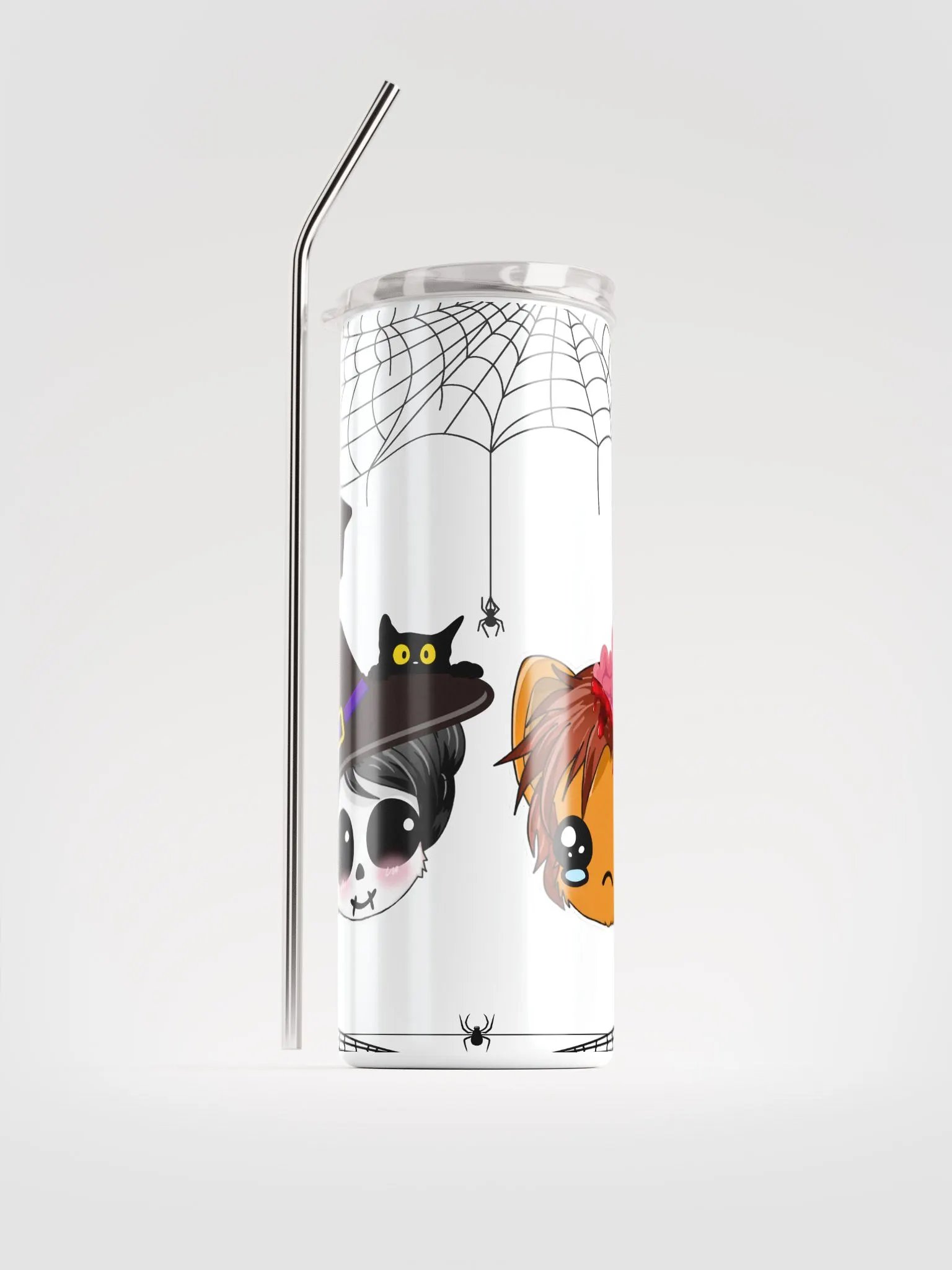 Witchy Panda and Zombie Simba Steel Tumbler - Halloween 2024 product image (1)