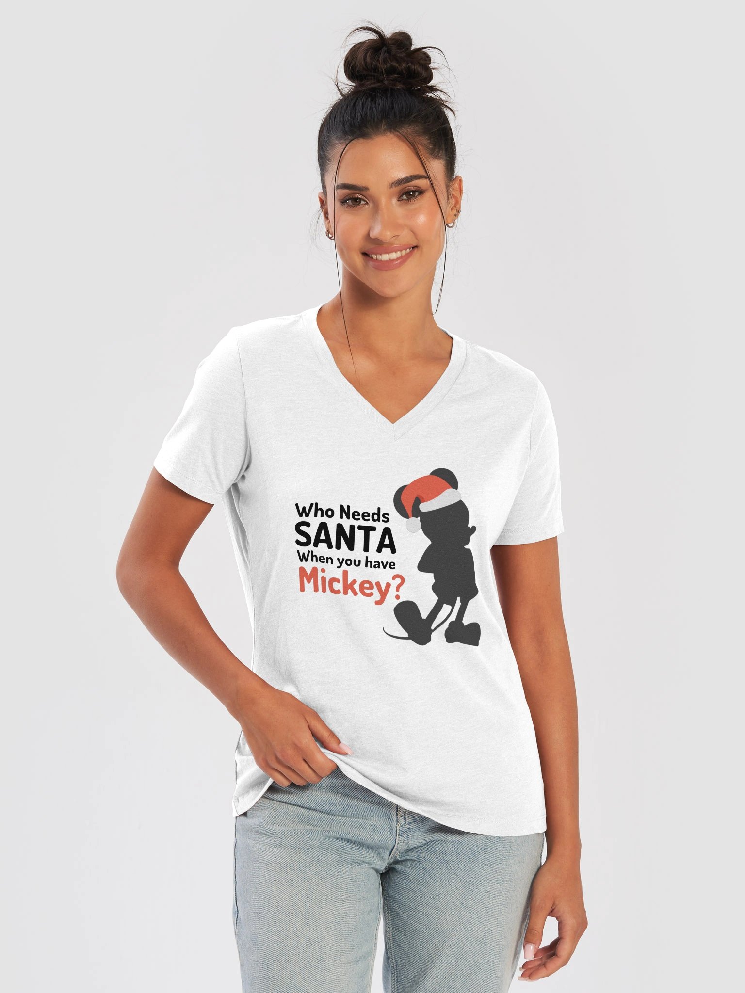 White Disney Who Needs Santa Womens V-Neck Tee product image (9)