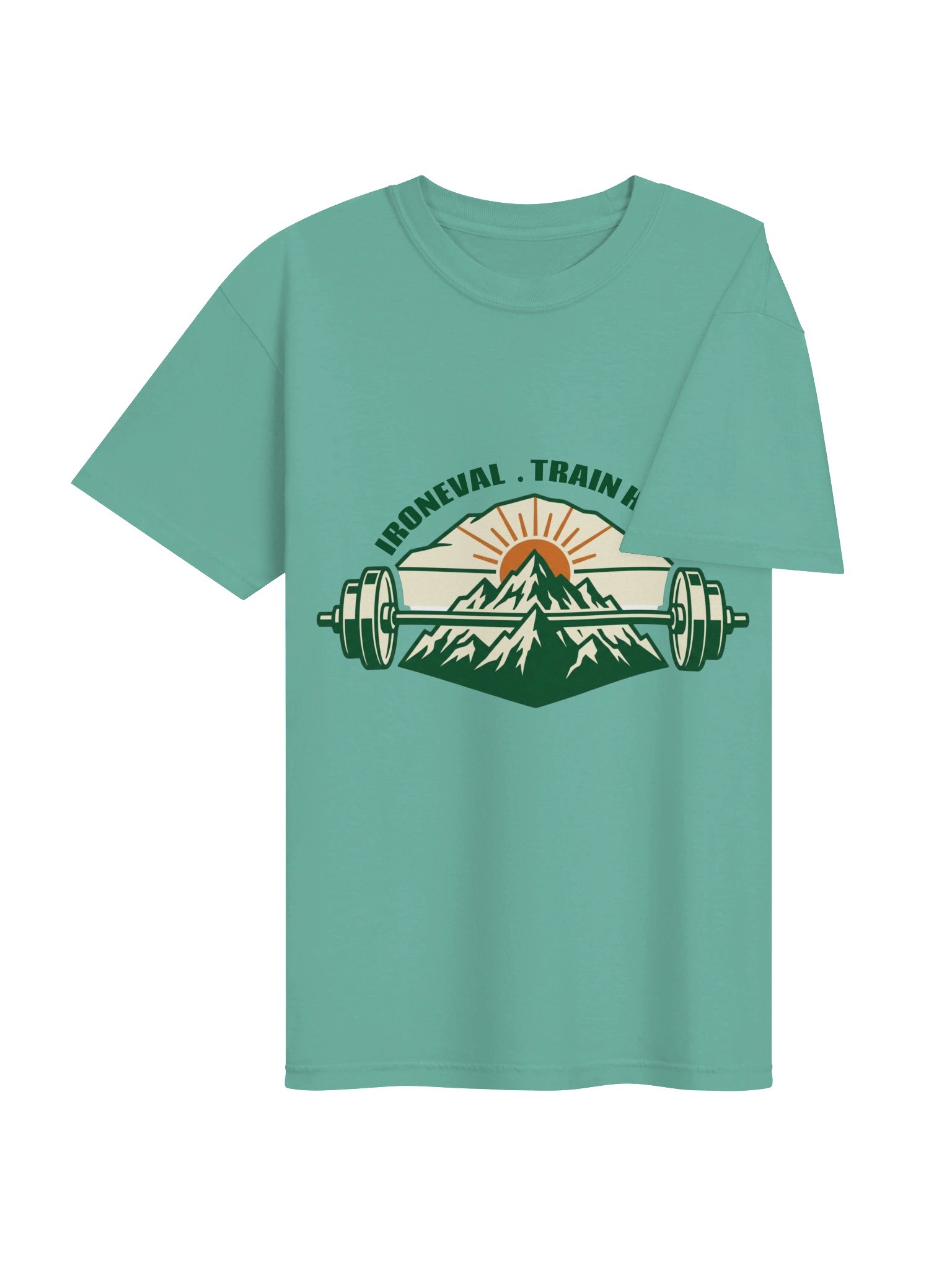 IronEval Train Hard – Mountain Barbell Badge Tee product image (3)
