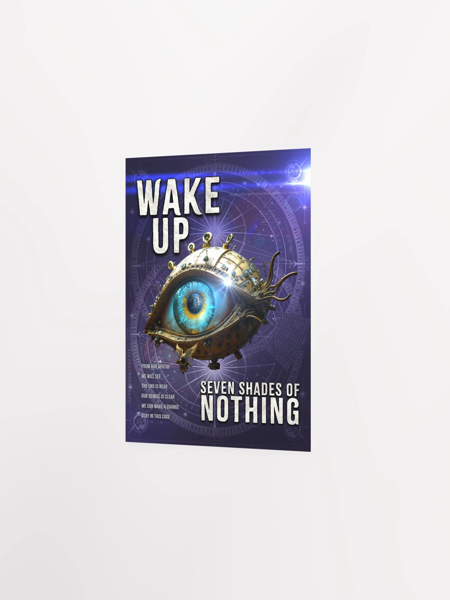 “Wake Up” lyric poster – cinematic vertical print from Seven Shades of Nothing – Framed High-Quality Matte Poster product image (2)
