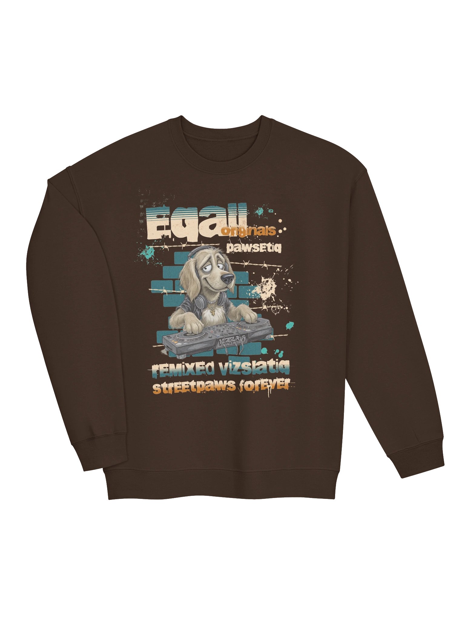 Urban DJ Dog VIZSLATIQ Vibes Mid-weight PAWSETIQ Crewneck by EQALL® Originals_Green_Mustard_Beige product image (1)