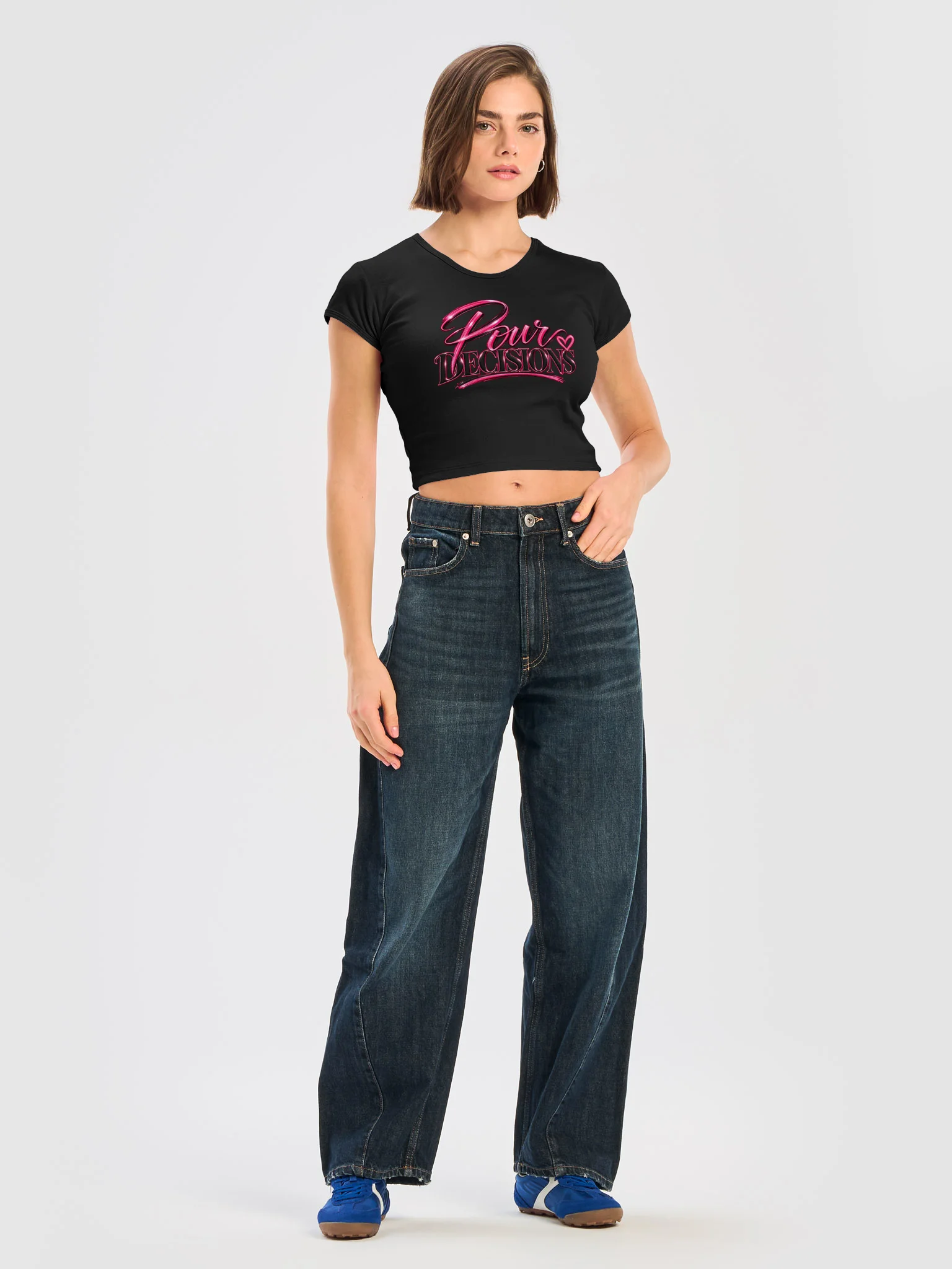 Pour Decisions Neon Script Crop T-Shirt product image (19)