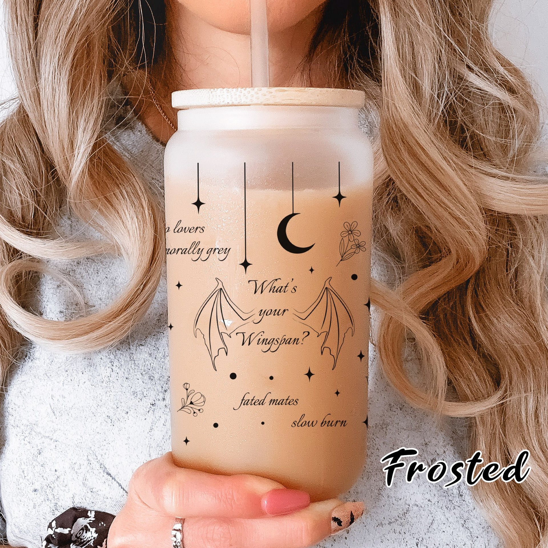 In Her Fantasy Era Romantasy Girlie Smut Book Reader 16oz Glass Libbey Wrap Sublimation PNG, Tarot Tattoo Book Tropes, Digital Download product image (5)