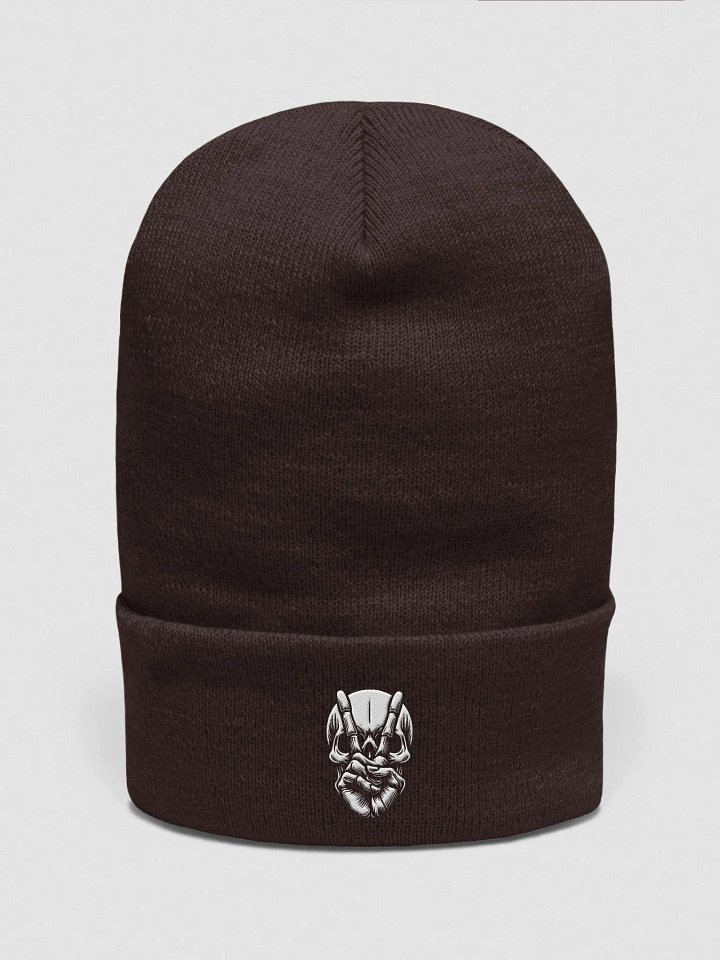 Skull Pixel Art Cuffed Beanie | AI Design peace skull image product image (2)