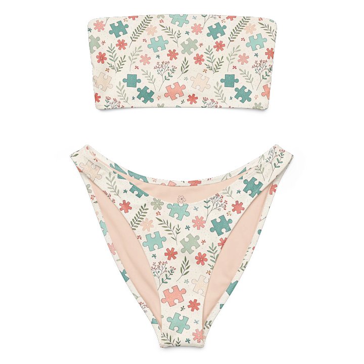 Pastel Floral Puzzle Eco Friendly Bandeau Bikini Set product image (1)