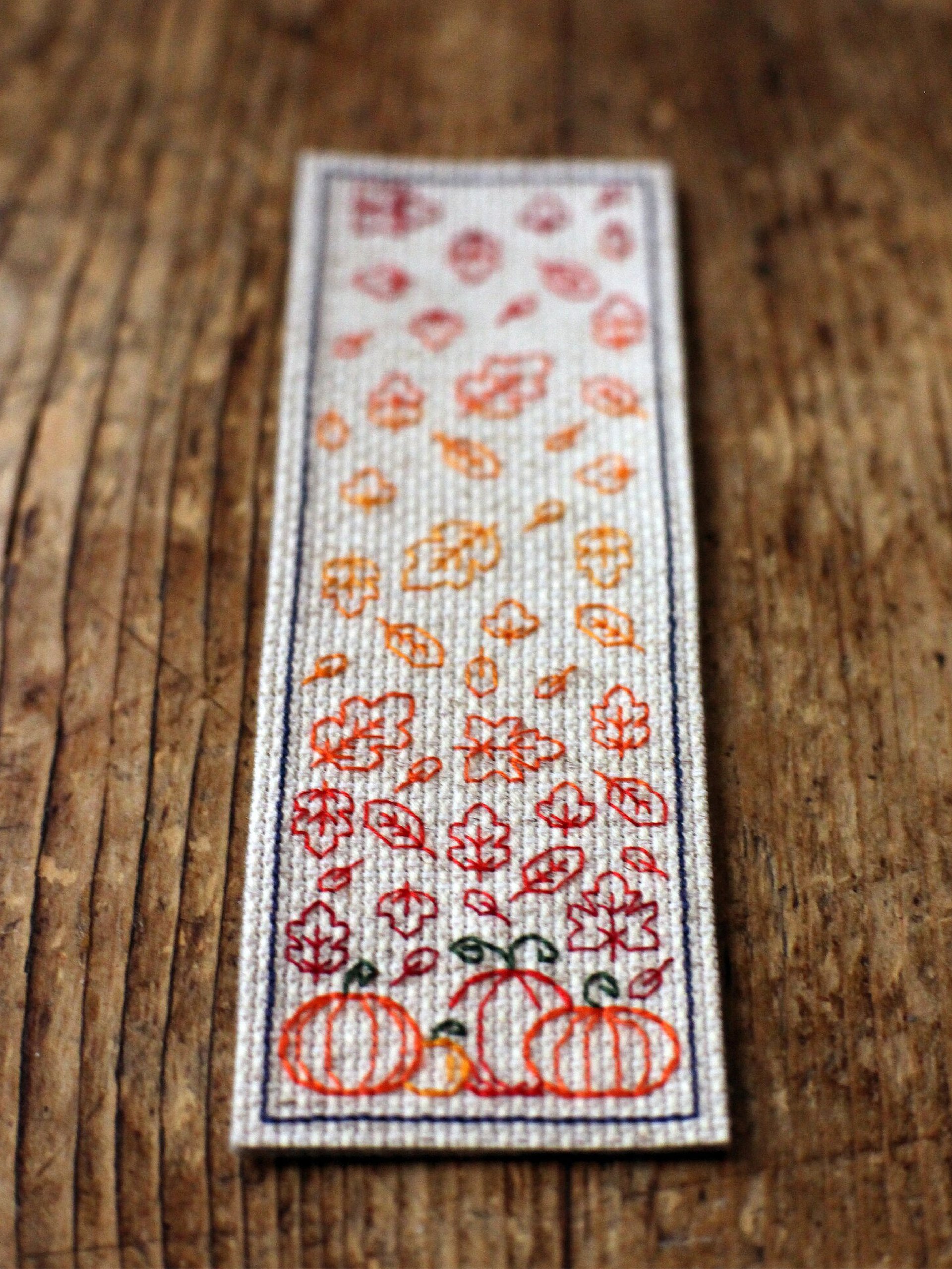 Falling Leaves Bookmark • Blackwork Cross Stitch Pattern • PDF Digital Download product image (8)