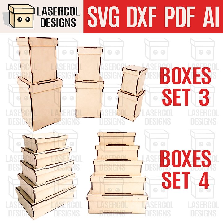 Boxes Bundle (Set 3, 4) - Laser Cut Files product image (1)