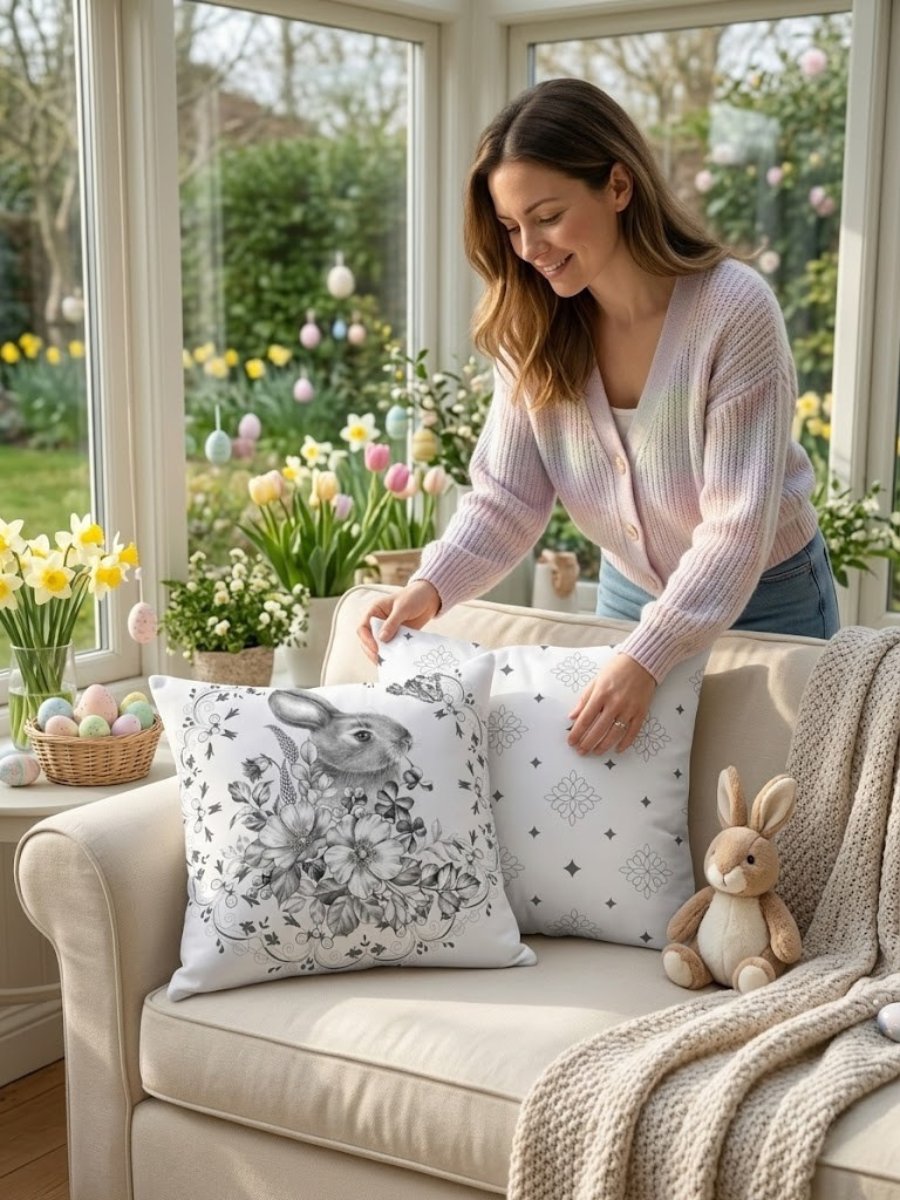 Floral Rabbit Print Pillow product image (1)