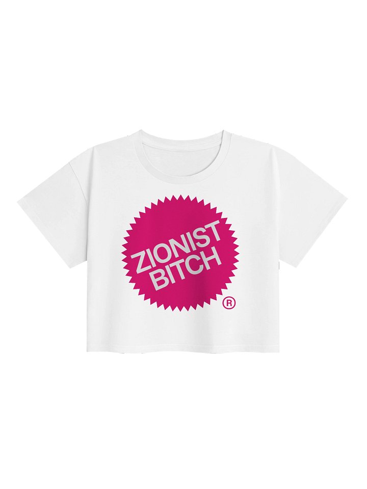 Zionist Bitch Label Crop Tee (White) product image (1)