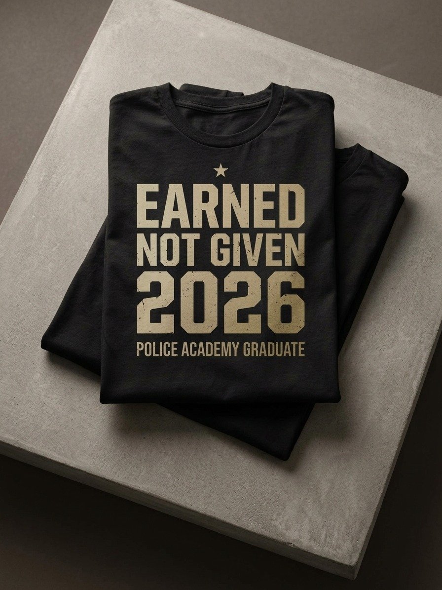 Earned Not Given 2026 T-Shirt – Police Academy Graduate Shirt product image (1)