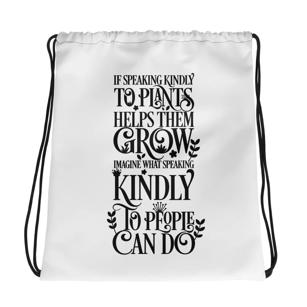 Kindness Blooms White Drawstring Bag product image (1)