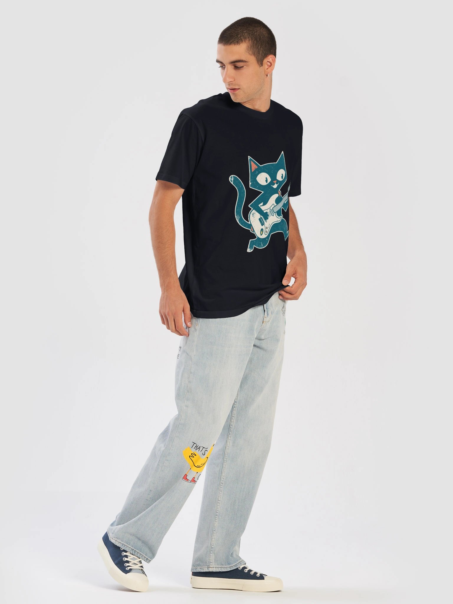 Retro Cat Playing Electric Guitar Shirt – Vintage Mid Century Rock Cat Tee, Funny Guitarist Gift for Cat Lovers product image (21)