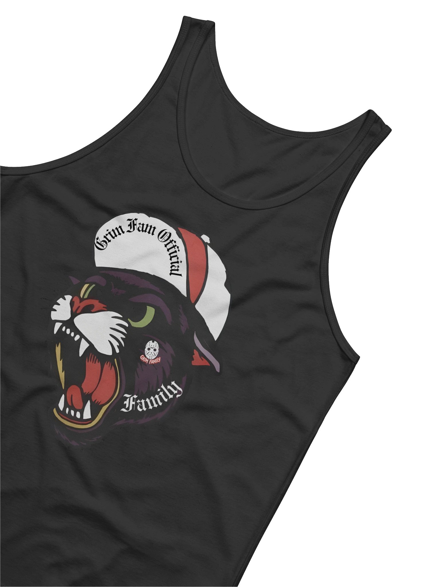 GRIMFAM WILD CAT TAT ART STREATWEAR – MASK & CREED BACK - TANKTOP/SINGLET #1 product image (23)